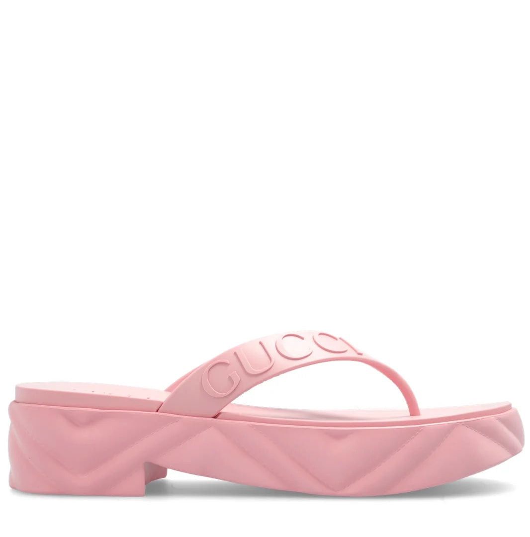 Gucci Logo Thong Rubber Platform Sandals SIZE 38