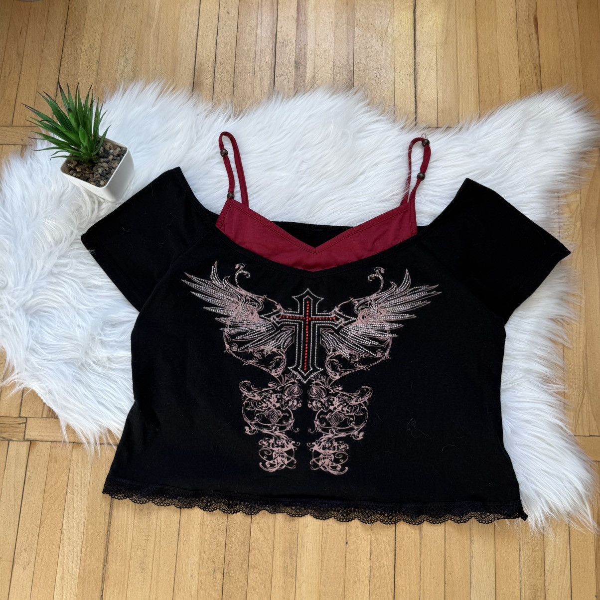Hysteric Glamour 📌 Amazing Vintage Cross Rhinestones Y2K Gothic Tank Top Size XXL / US 16-18 / IT 52-54 - 1 Thumbnail