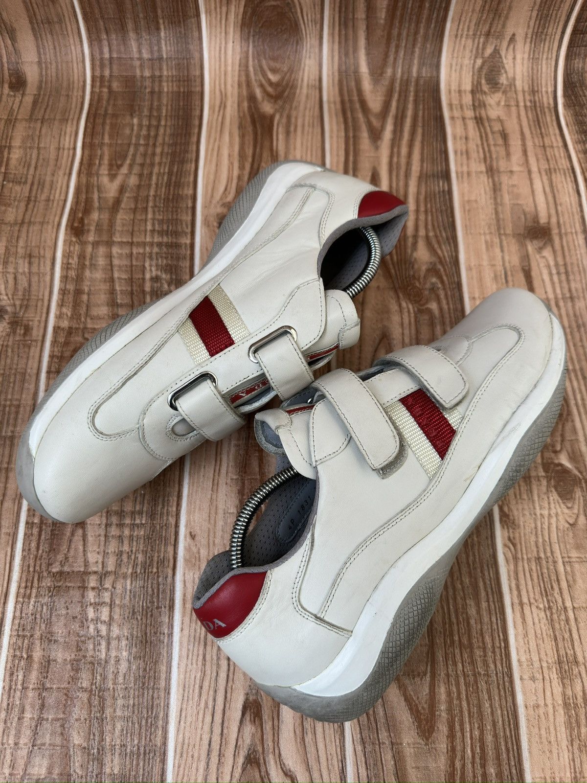 Prada Prada Americas Cup Velcro Straps Red Tab Leather Sneaks Size US 8.5 / EU 41-42 - 18 Thumbnail