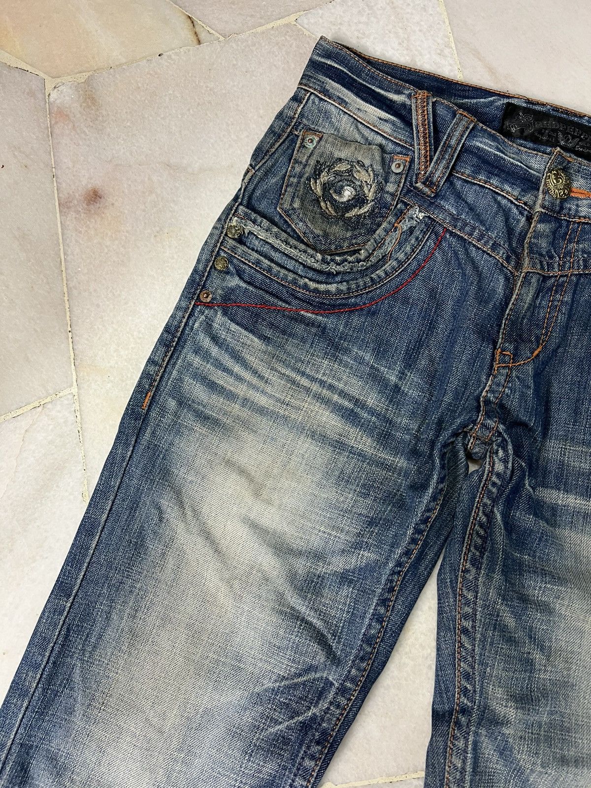 If Six Was Nine × Japanese Brand × Le Grande Bleu (L.G.B.) 💥Flare💥 Crazy 90’s Style Red Pepper Denim Size US 31 - 4 Thumbnail