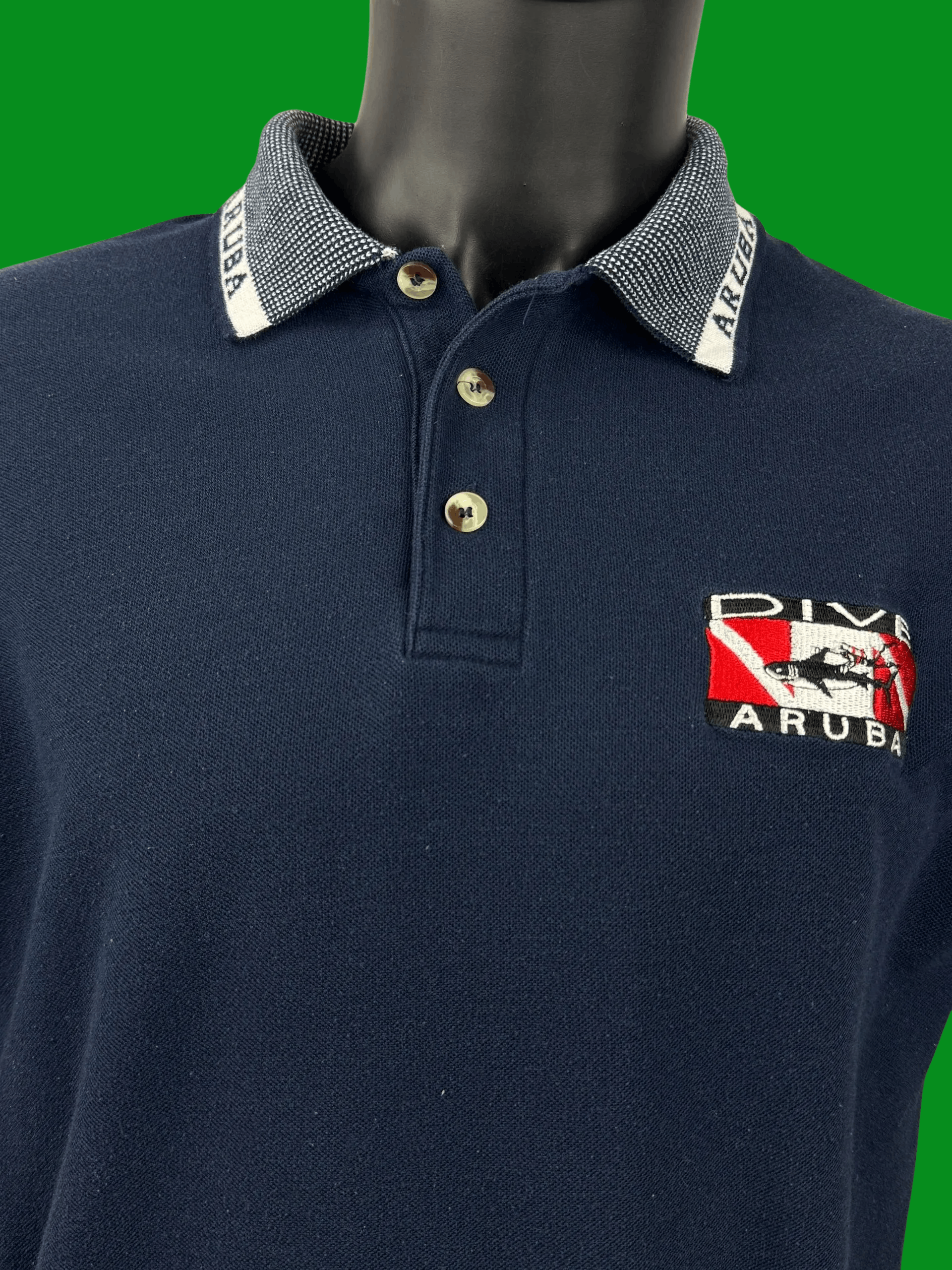 Vintage VTG Aruba“Dive Aruba” Embroidered – Striped Collar & Cuffs Size US L / EU 52-54 / 3 - 5 Thumbnail