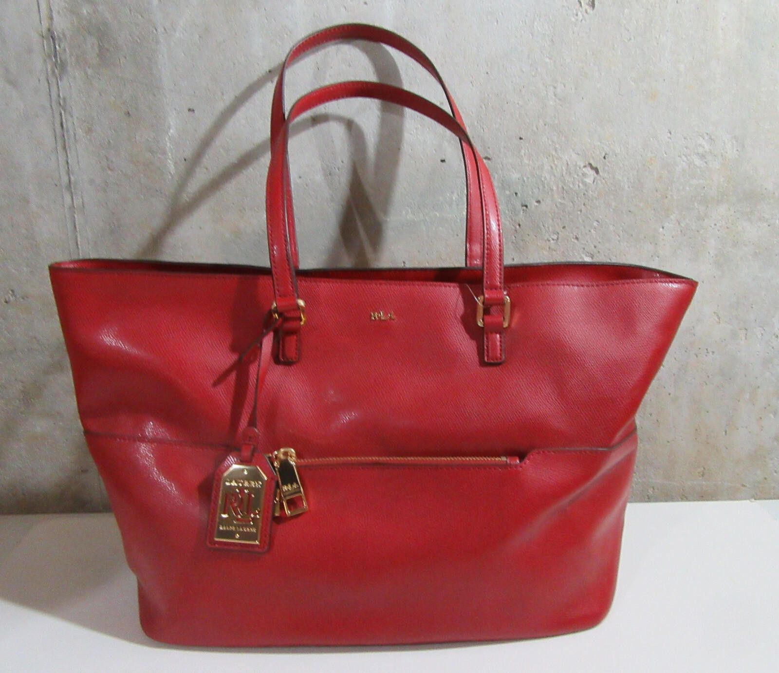 Lauren Ralph Lauren Lauren Ralph Lauren Whitby Leather Pocket Tote Purse Handbag Size ONE SIZE - 1 Thumbnail