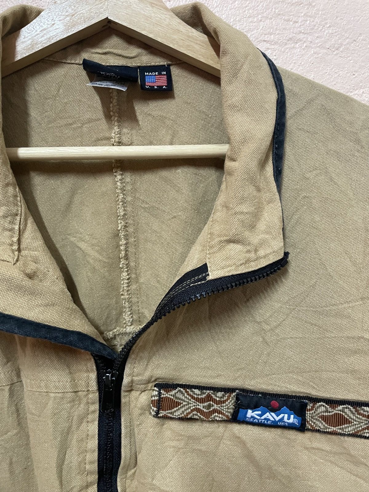 KAVU × Patagonia × Urban Outfitters Kavu Seattle USA Canvas Pullover Zip Jacket Mens Large Brown Size US L / EU 52-54 / 3 - 6 Thumbnail