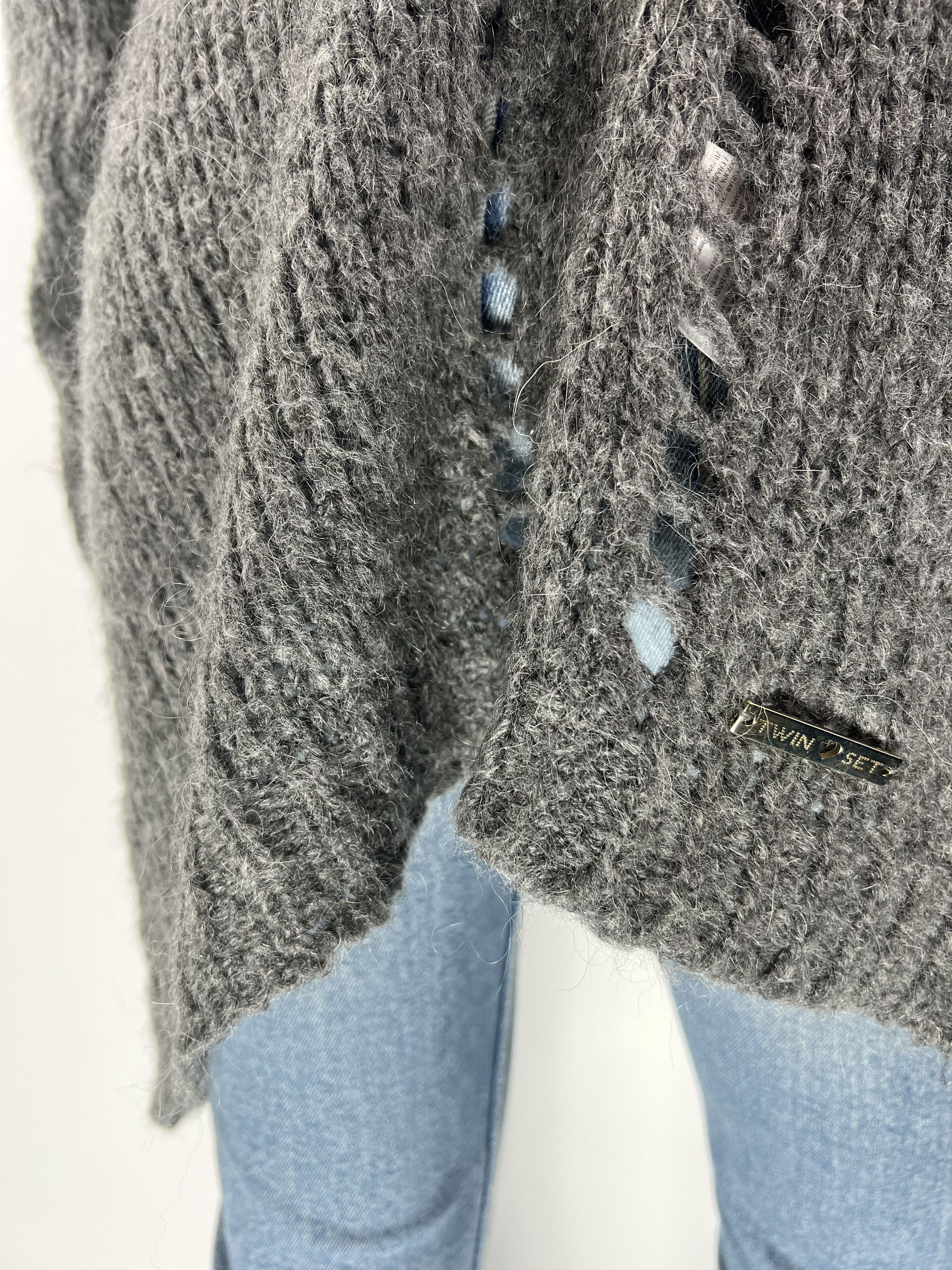 TWINSET Twin-Set Gray Mohair Wool Knitted Open Cardigan Size S Size S / US 4 / IT 40 - 4 Thumbnail