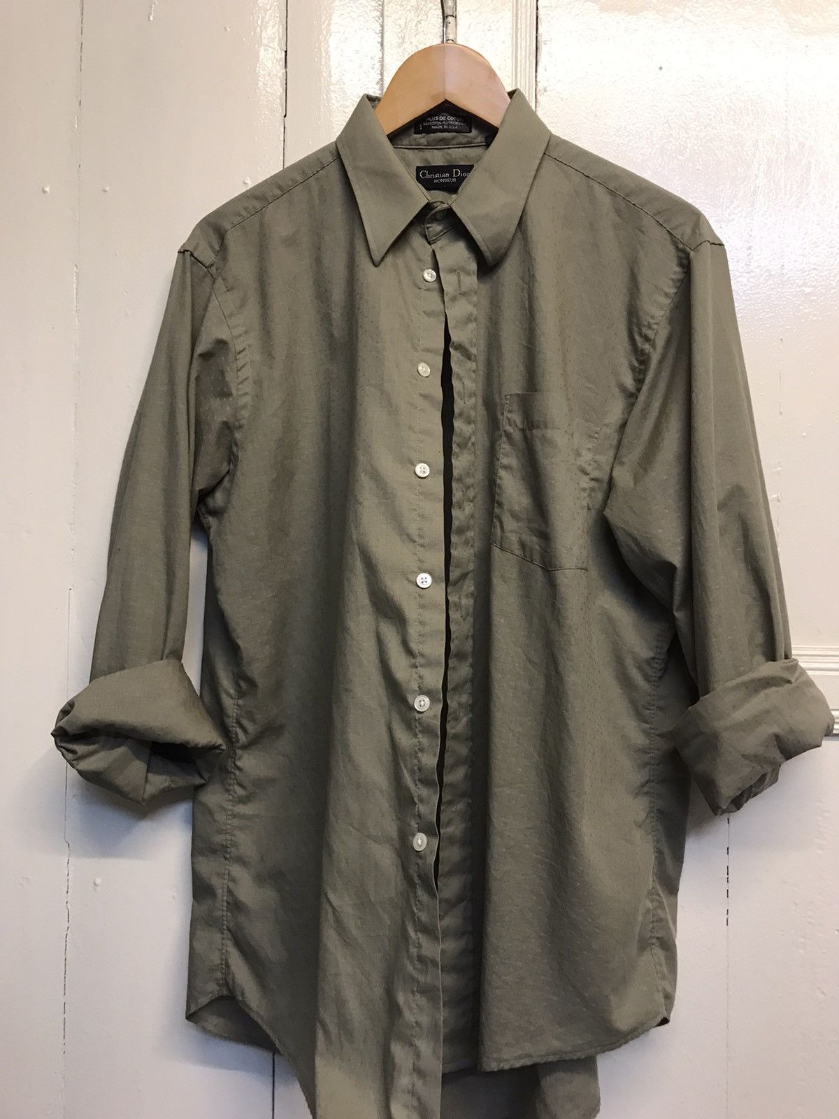 Christian Dior Monsieur CD Men Shirt Army Green Size US L / EU 52-54 / 3 - 3 Thumbnail