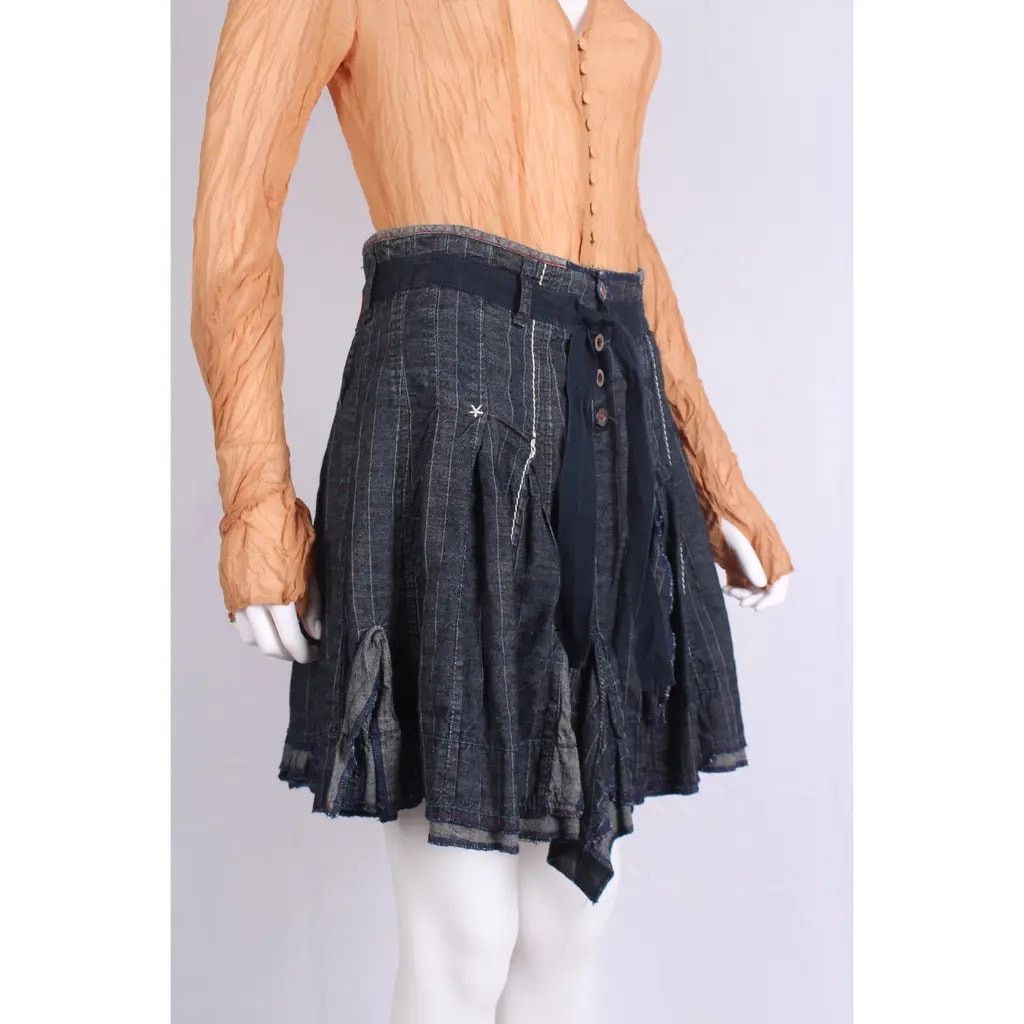 Marithe + Francois Girbaud Marithé François Girbaud Pleated Denim Stripe Skirt Size 25" / US 0 / IT 36 - 6 Thumbnail