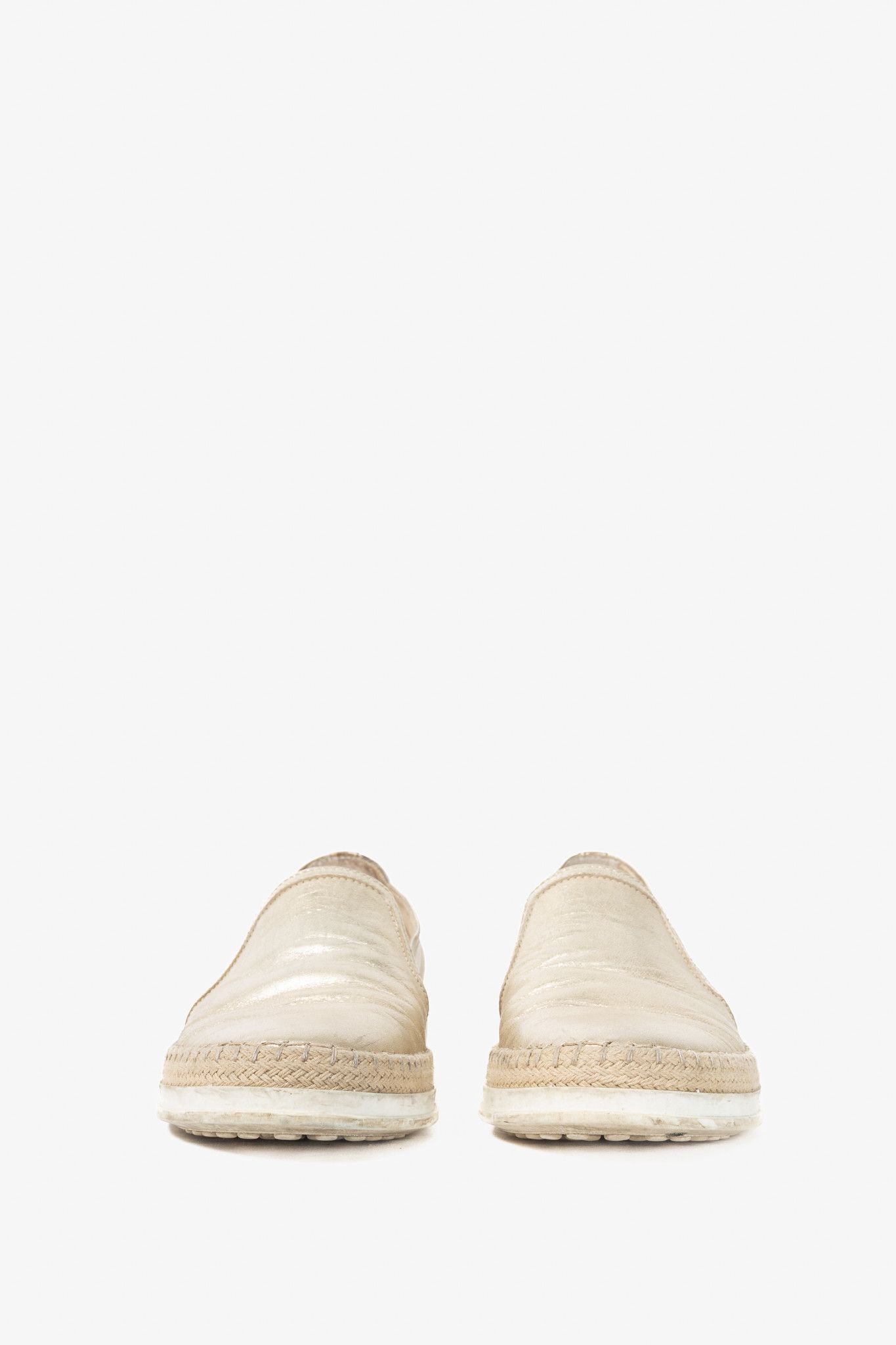 Tod's Tod's SS18 Metallic Gold Leather Espadrille Slip-On Sneakers Size US 7.5 / IT 37.5 - 2 Thumbnail