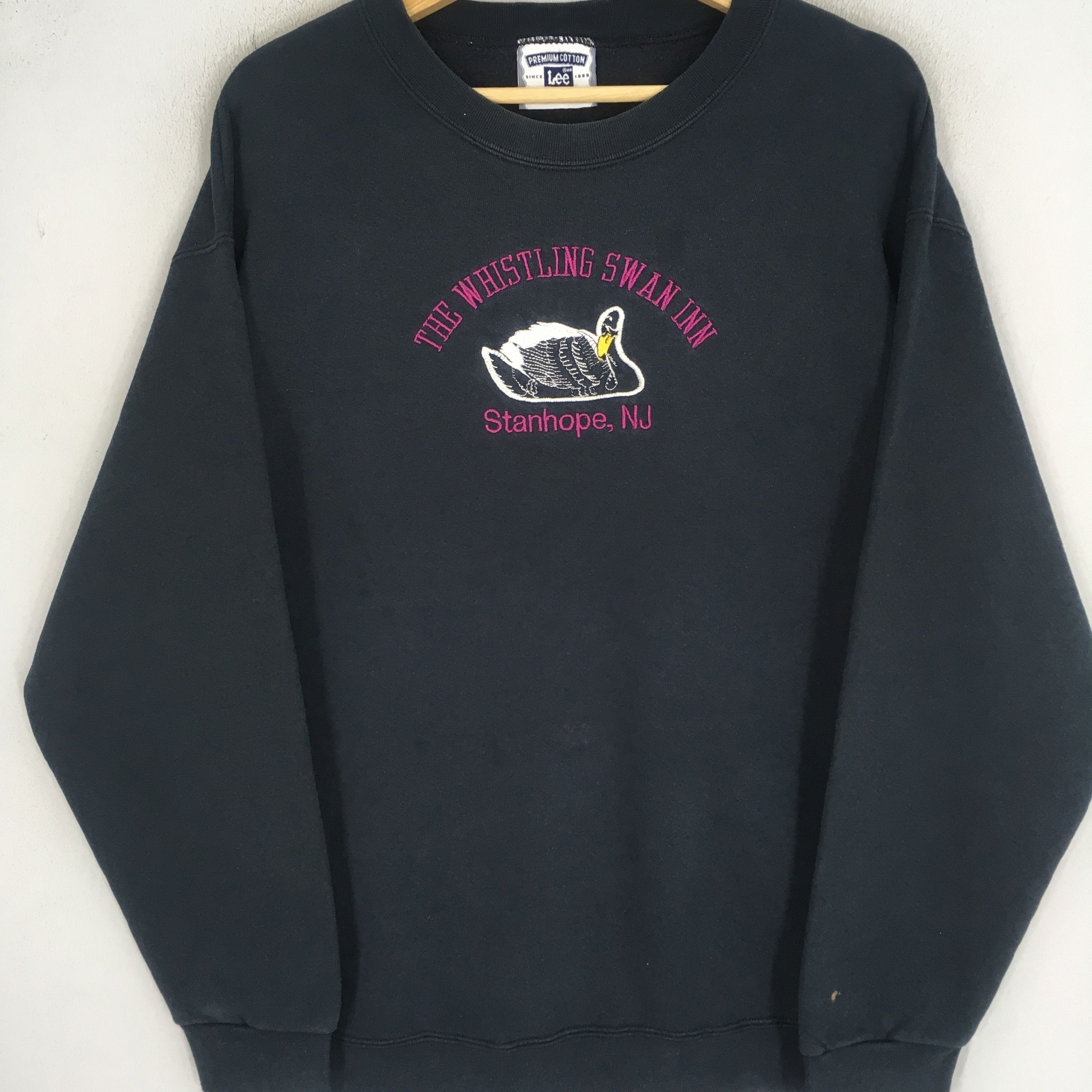 Lee Vintage 90's Swan Black Sweatshirt - 1387 Size US L / EU 52-54 / 3 - 6 Thumbnail