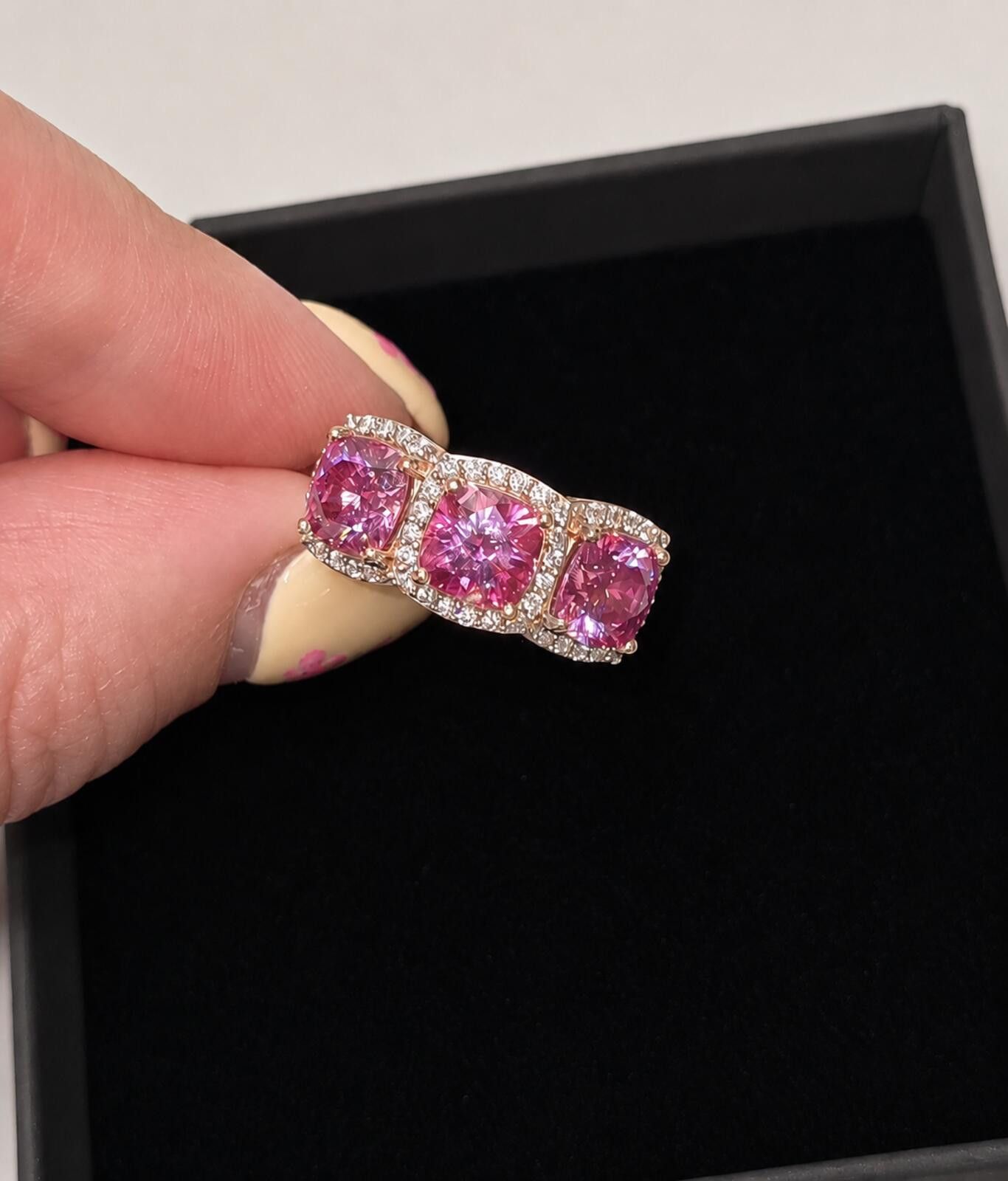Other Cushion Cut Pink 3.45ct Moissanite Ring 8K Vermeil Rose Gold Size ONE SIZE - 4 Thumbnail