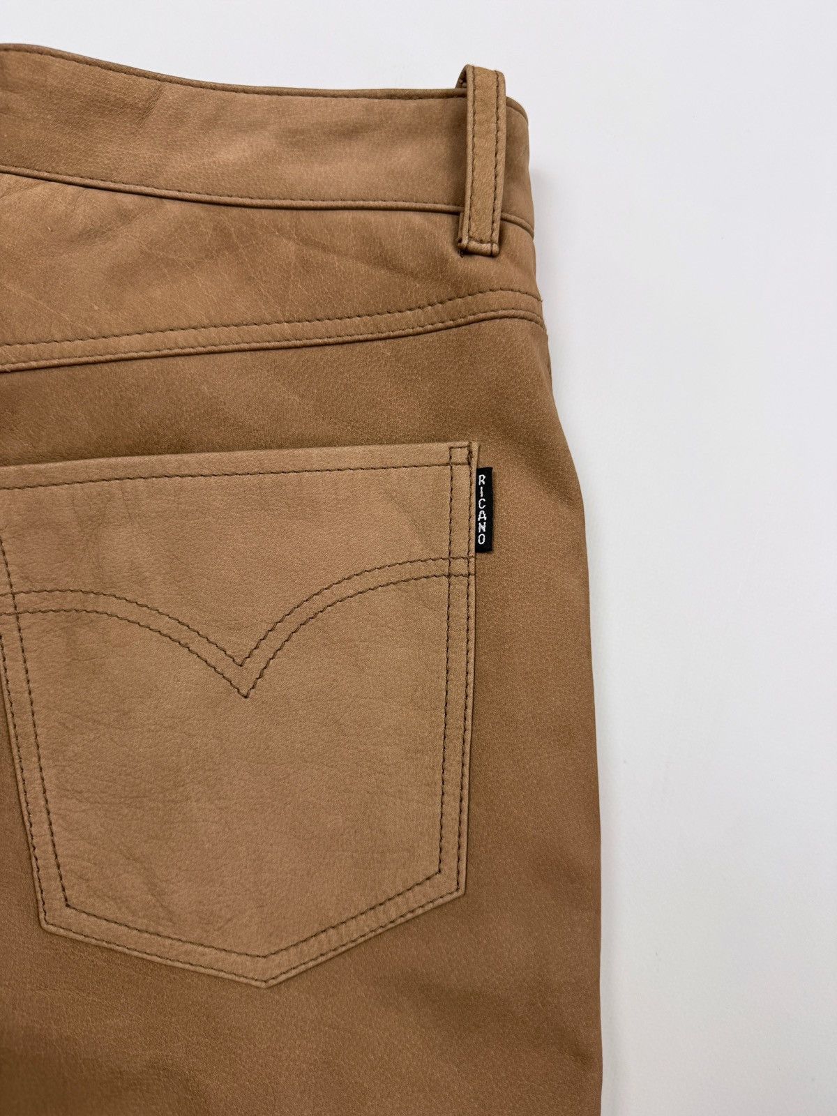 Vintage 1990’s Vintage Ricano Brown Leather Biker Rider Pants 30X32 Size US 30 / EU 46 - 9 Thumbnail