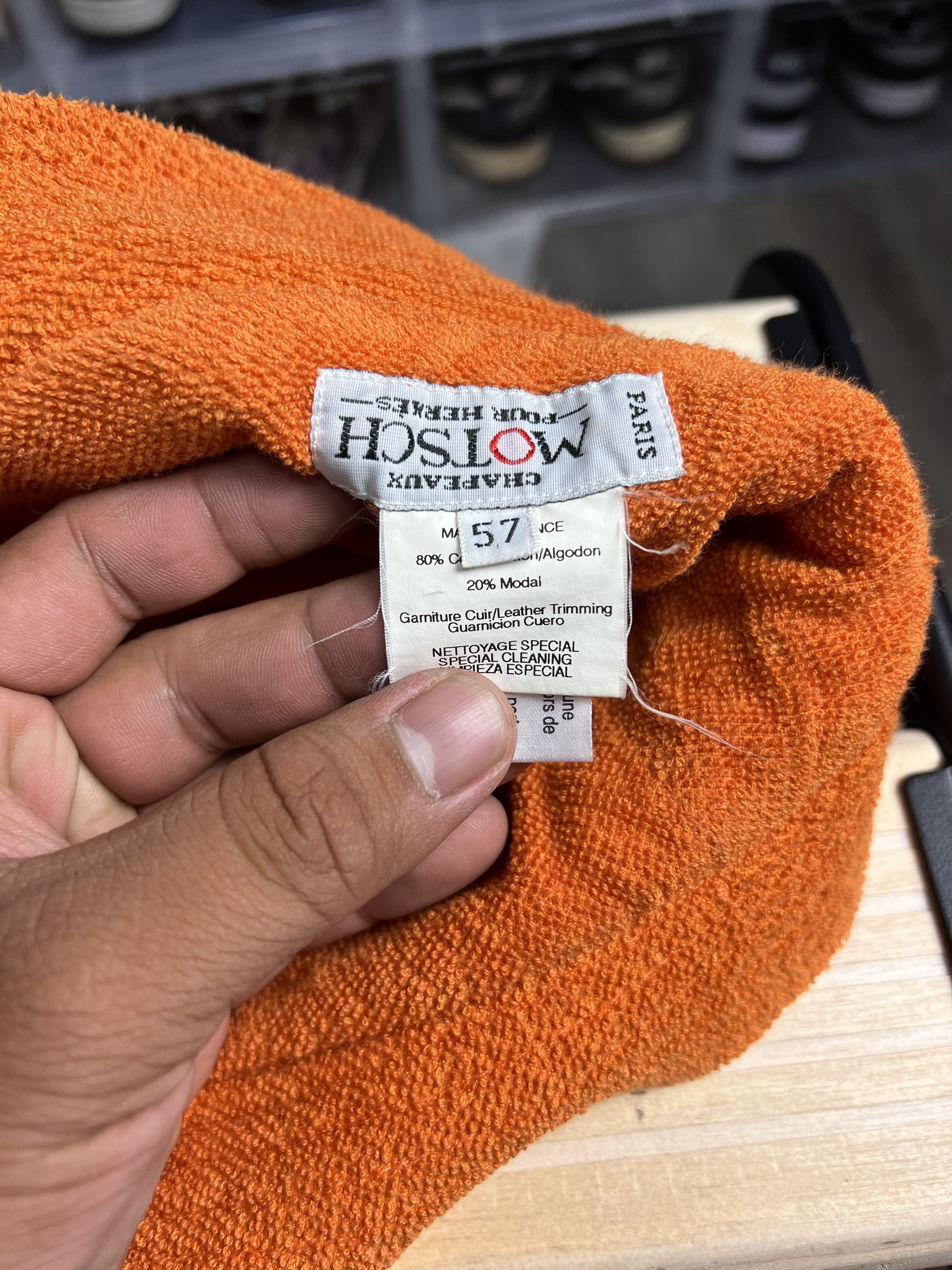 Hermes Motsch Pour Hermes - Khaki and Orange Terry Hat Size ONE SIZE - 2 Thumbnail