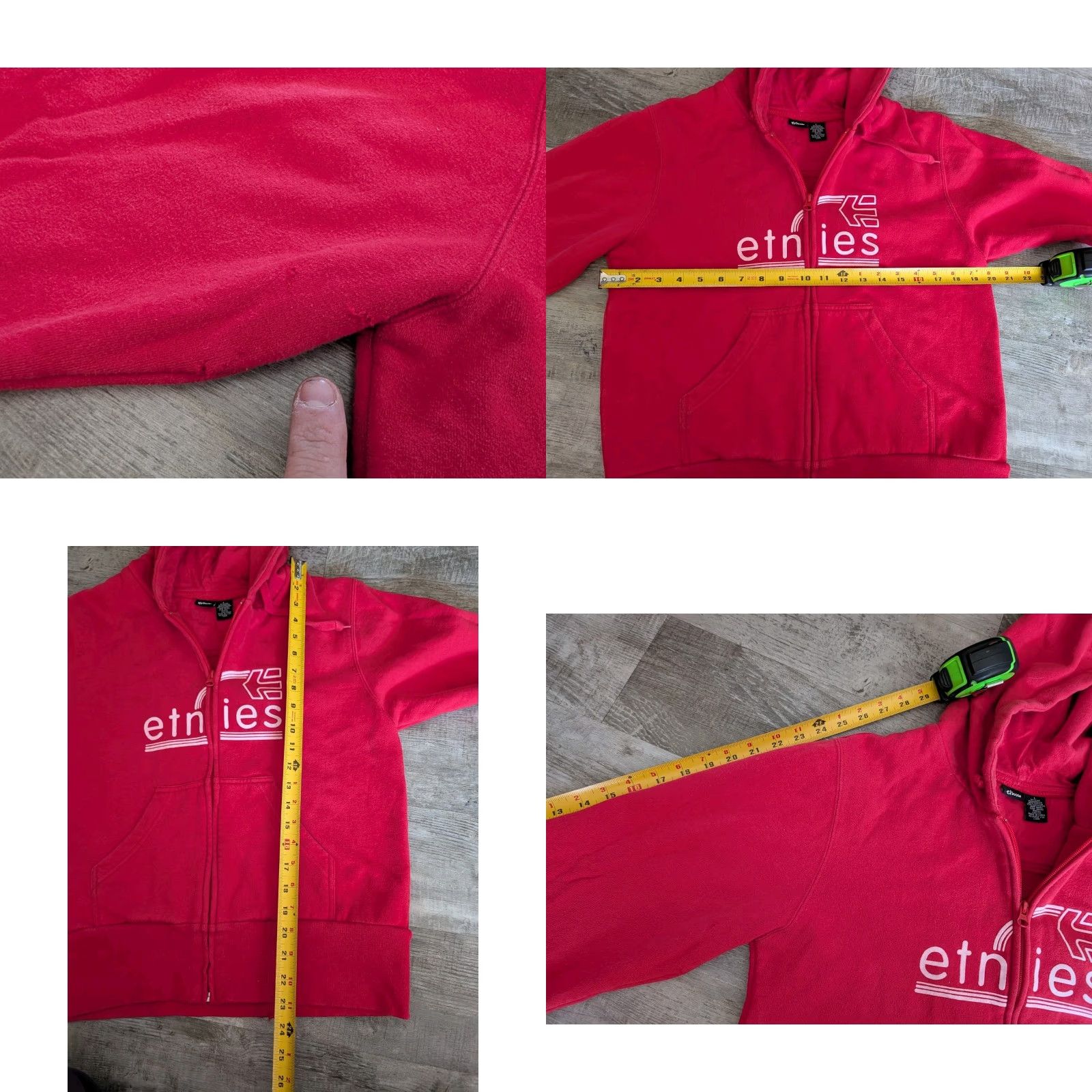 Etnies Etnies Women's Red Full Zip Hooded Sweatshirt Logo Script Distressed Size L Size L / US 10 / IT 46 - 8 Thumbnail