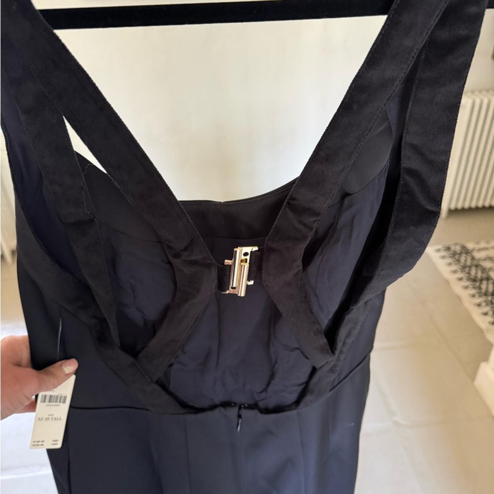 Other Anthropologie $198 Satin Wide-leg Black Jumpsuit, Size 10 T Size 32" / US 10 / IT 46 - 11 Thumbnail