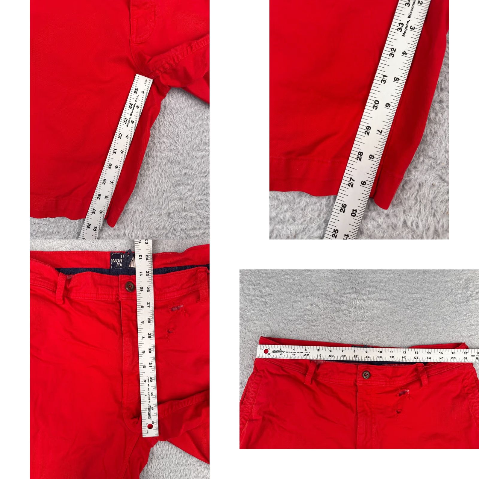 The North Face VINTAGE The North Face Shorts Men Large 34 Red Cotton Twill Cargo - 34x9 Inseam, Regular Fit, Belted, Pockets, Canvas Utility Short Mens Size US 34 / EU 50 - 8 Thumbnail