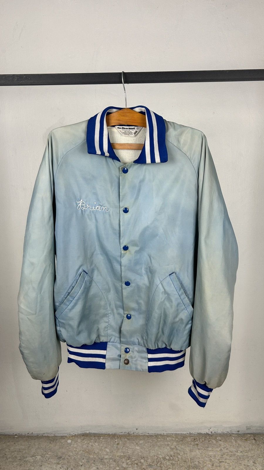 Vintage 1980s Thrashed Baseball Chainstitch Varsity Jacket Size US L / EU 52-54 / 3 - 8 Thumbnail
