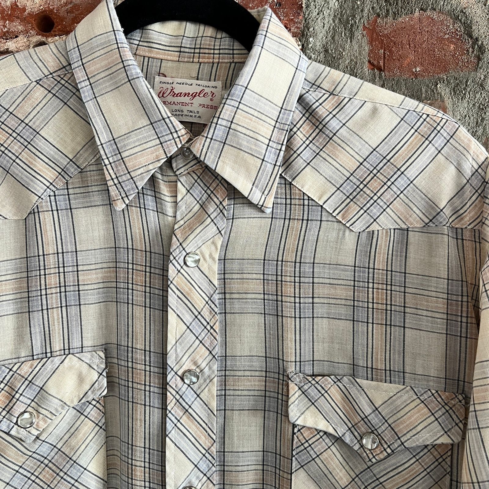 Wrangler VTG 70s Wrangler Pearl Snap Shirt USA 15.5 32 M 21x31 Size US M / EU 48-50 / 2 - 1 Thumbnail
