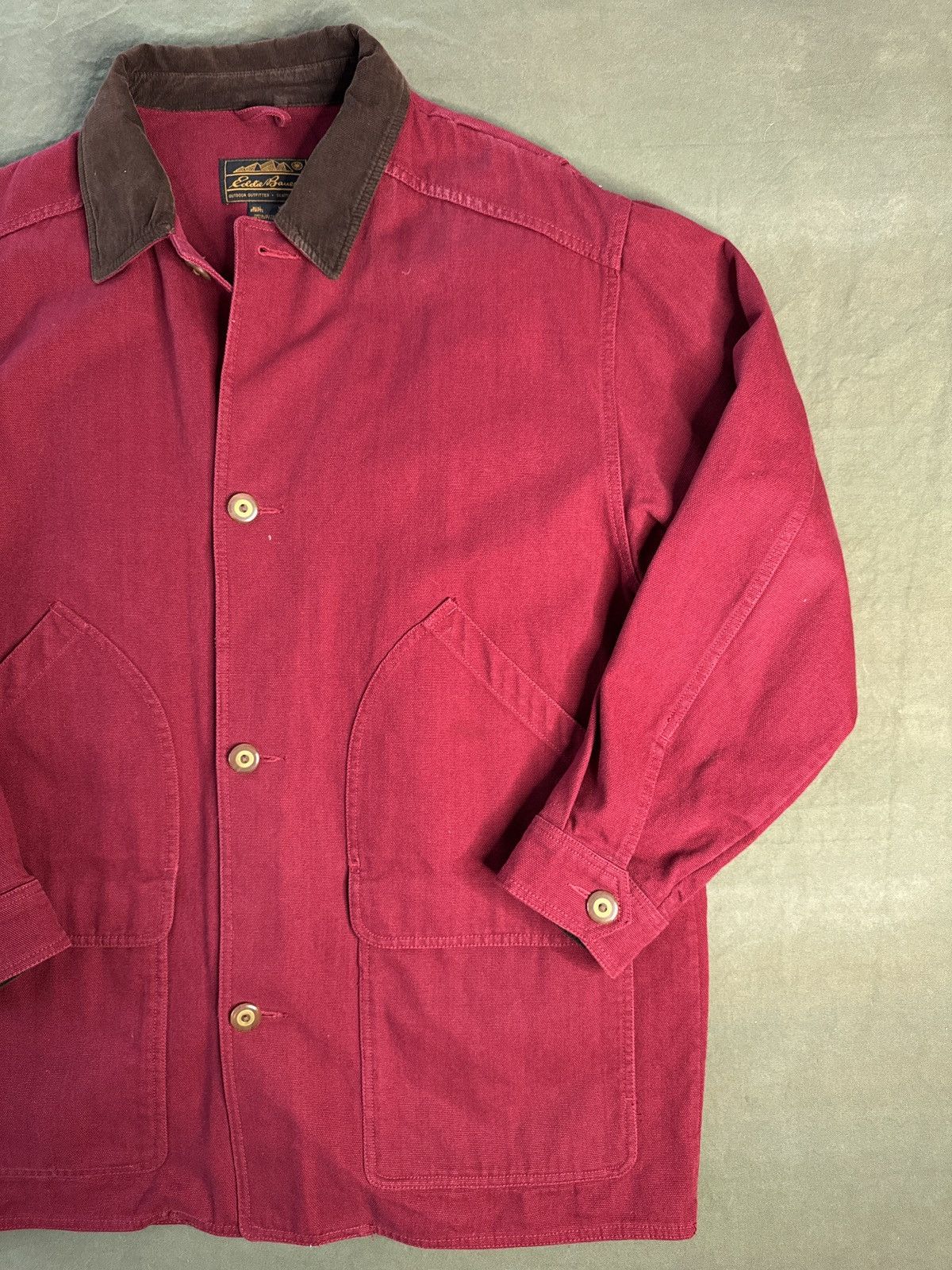 Eddie Bauer Vintage Eddie Bauer Canvas Red Chore Jacket Corduroy Collar Size US XL / EU 56 / 4 - 3 Thumbnail