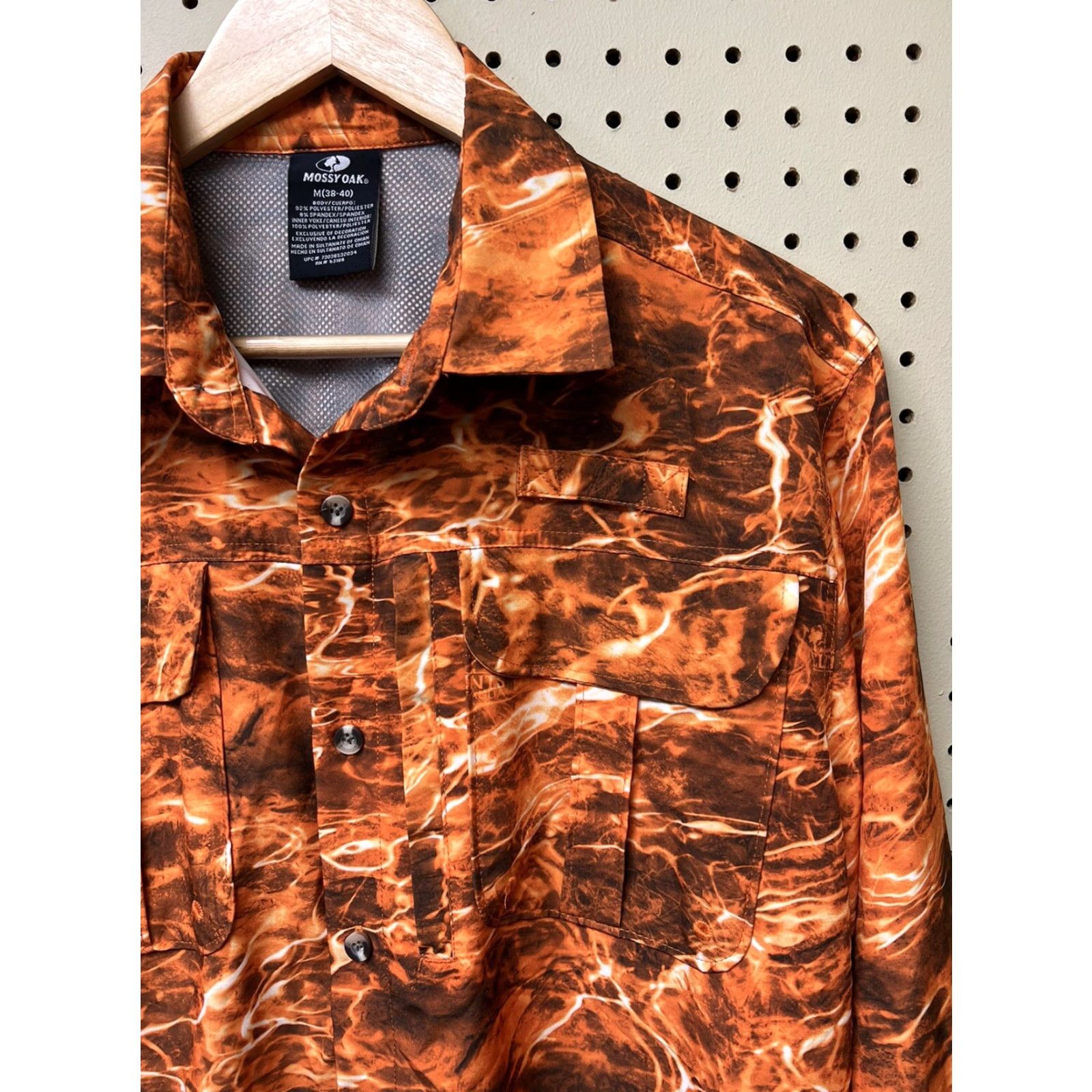 Vintage Mossy Oak Elements Fire Pattern Mens Orange Long Sleeve Shirt M Hunt Shirt Size US M / EU 48-50 / 2 - 3 Thumbnail