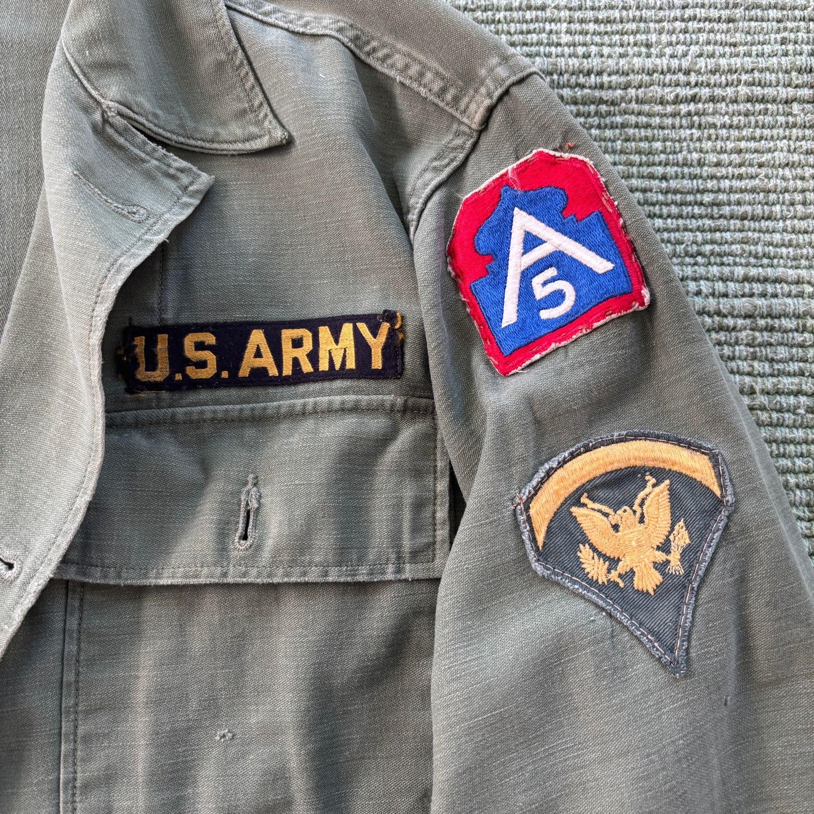 Vintage Vintage 60s OG-107 US Army Fatigue Top Cotton With Patches Size US L / EU 52-54 / 3 - 5 Thumbnail