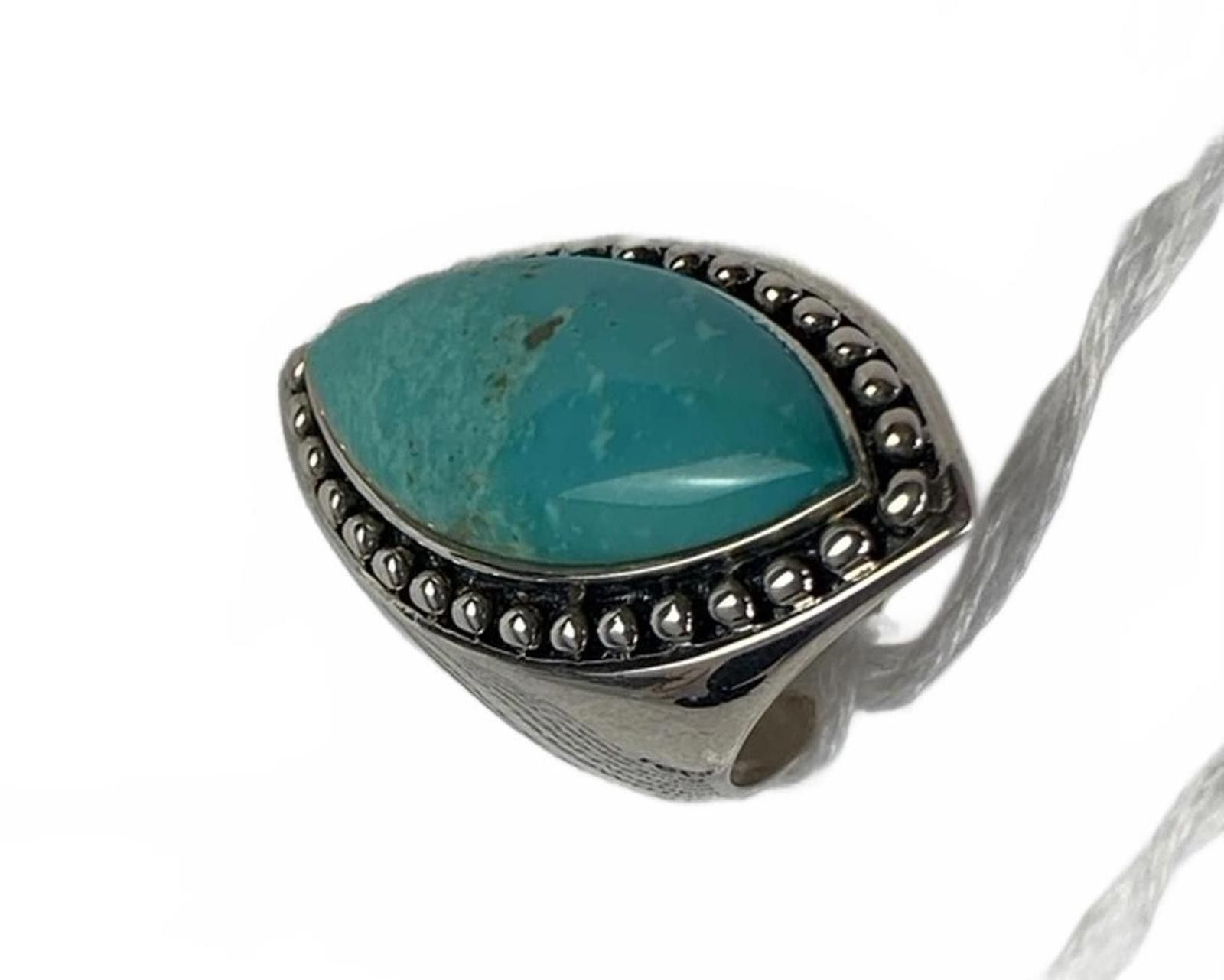 Other Sally C. Treasures Sterling Silver Turquoise Marquise Ring Size ONE SIZE - 6 Thumbnail
