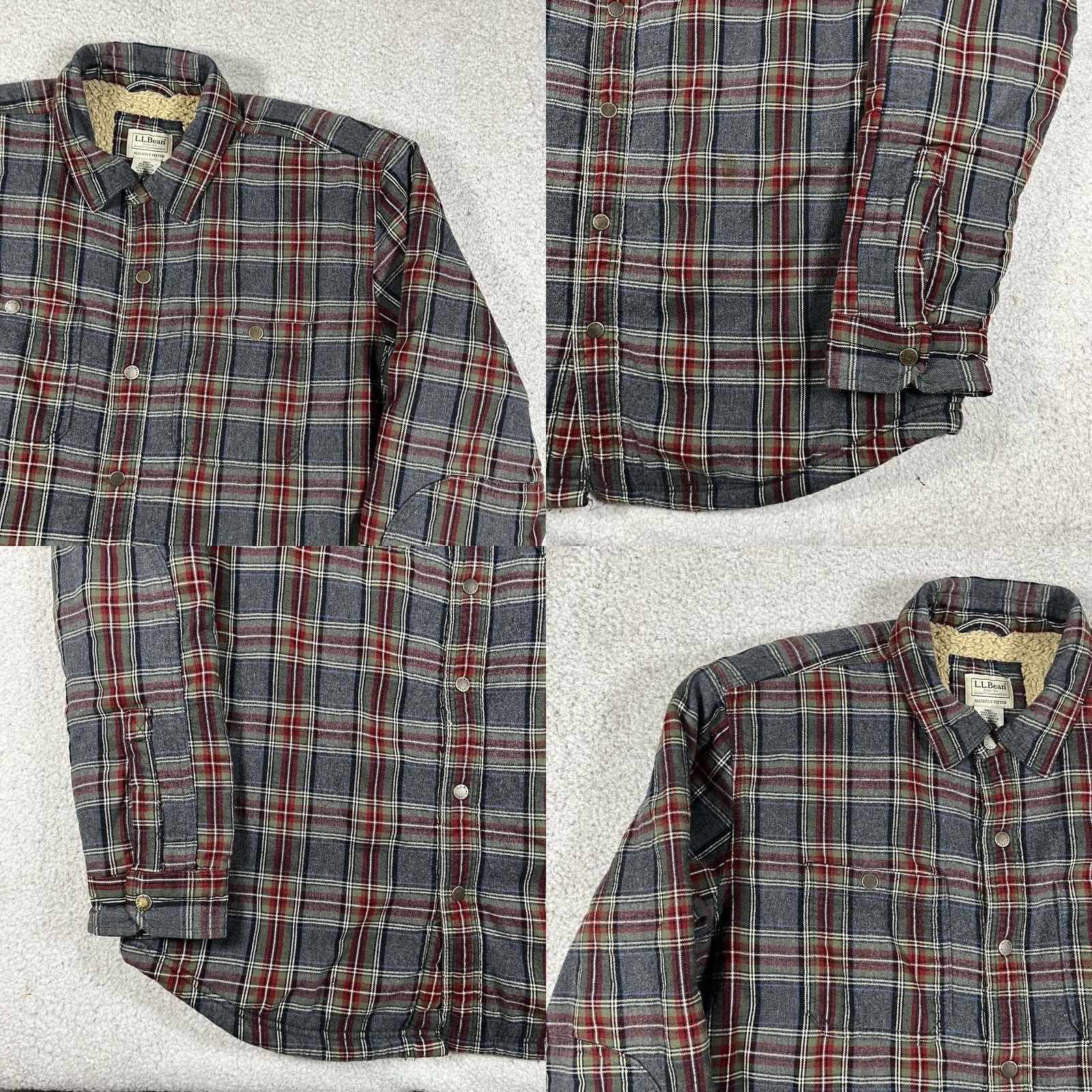 Vintage LL Bean Shirt Mens L Plaid Heavy Sherpa Fleece Lined Shacket Flannel Pockets Size US L / EU 52-54 / 3 - 8 Thumbnail