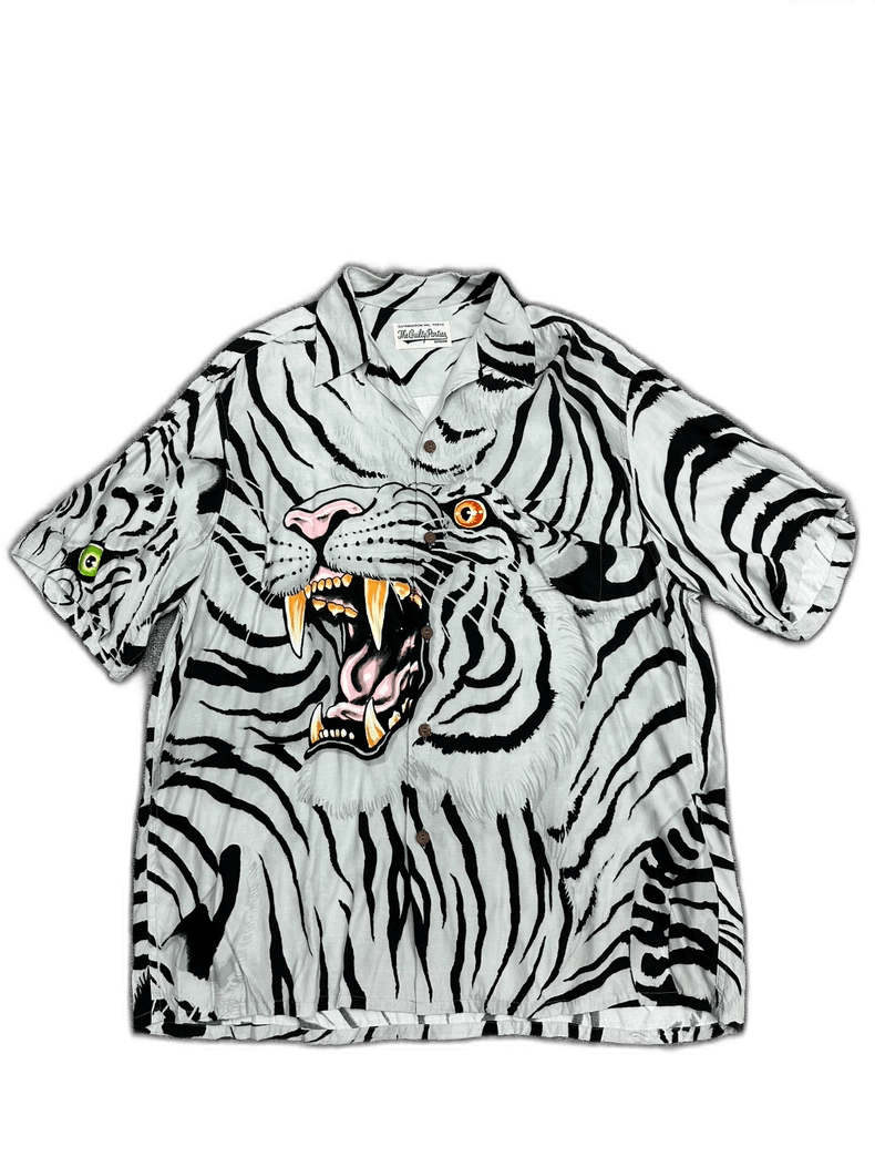 Vintage WACKO MARIA Tiger Print Hawaiian Shirt Size US L / EU 52-54 / 3 - 1 Thumbnail