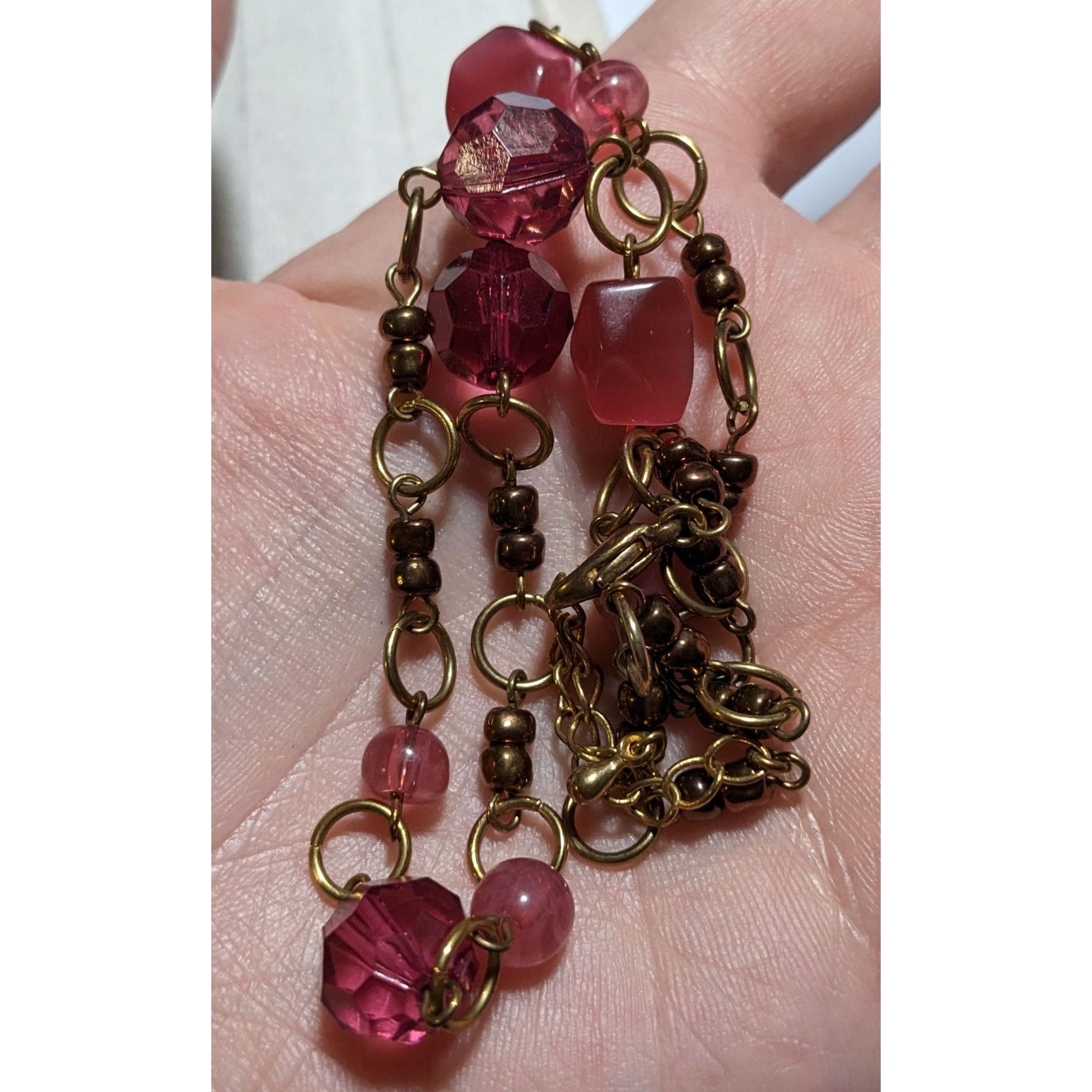 Other Pink And Gold Abstract Beaded Gem Necklace Size ONE SIZE - 7 Thumbnail