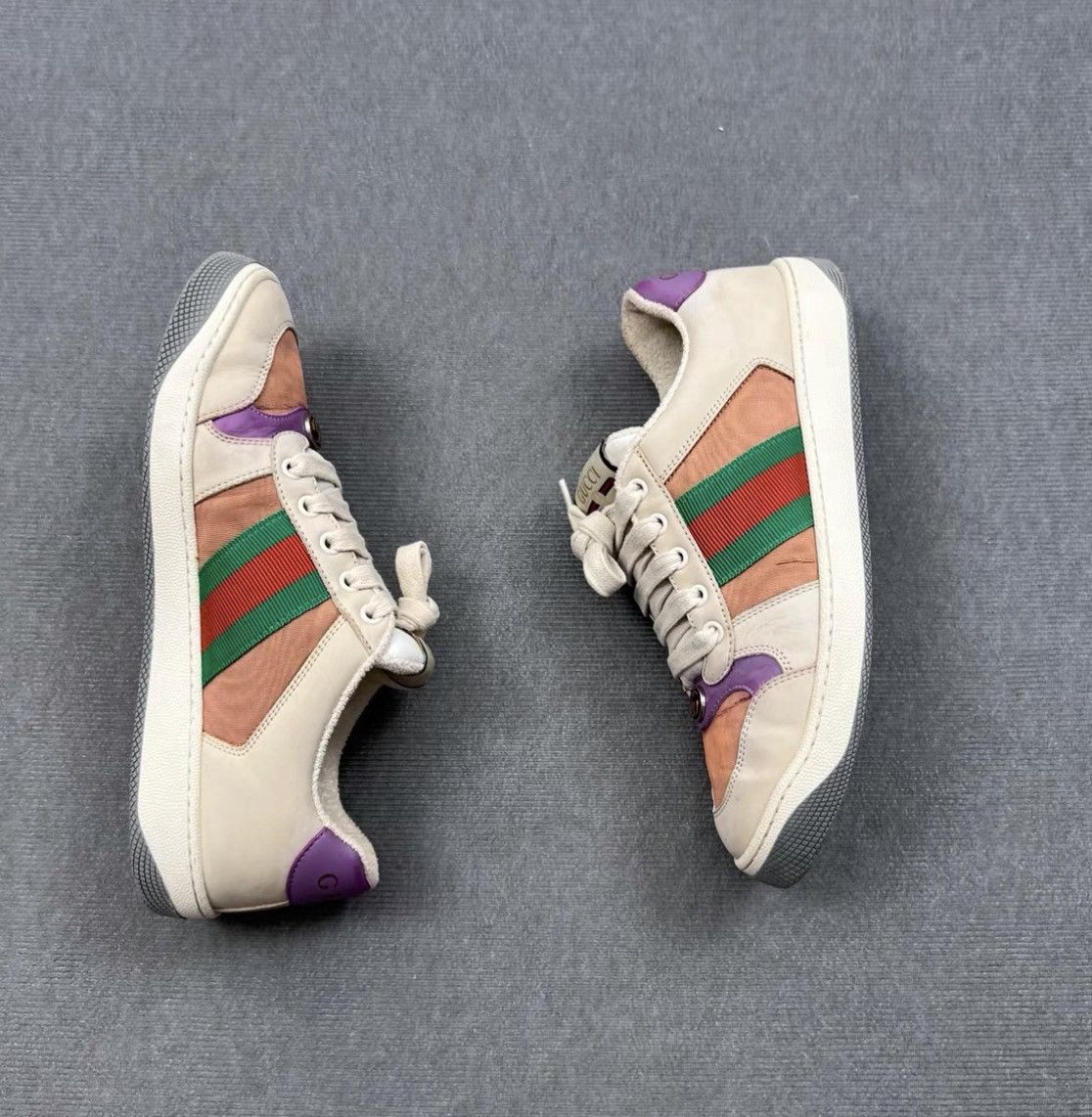 Gucci Gucci Screener GG Enamel Purple Accent Distressed Sneakers Size US 8 / IT 38 - 4 Thumbnail