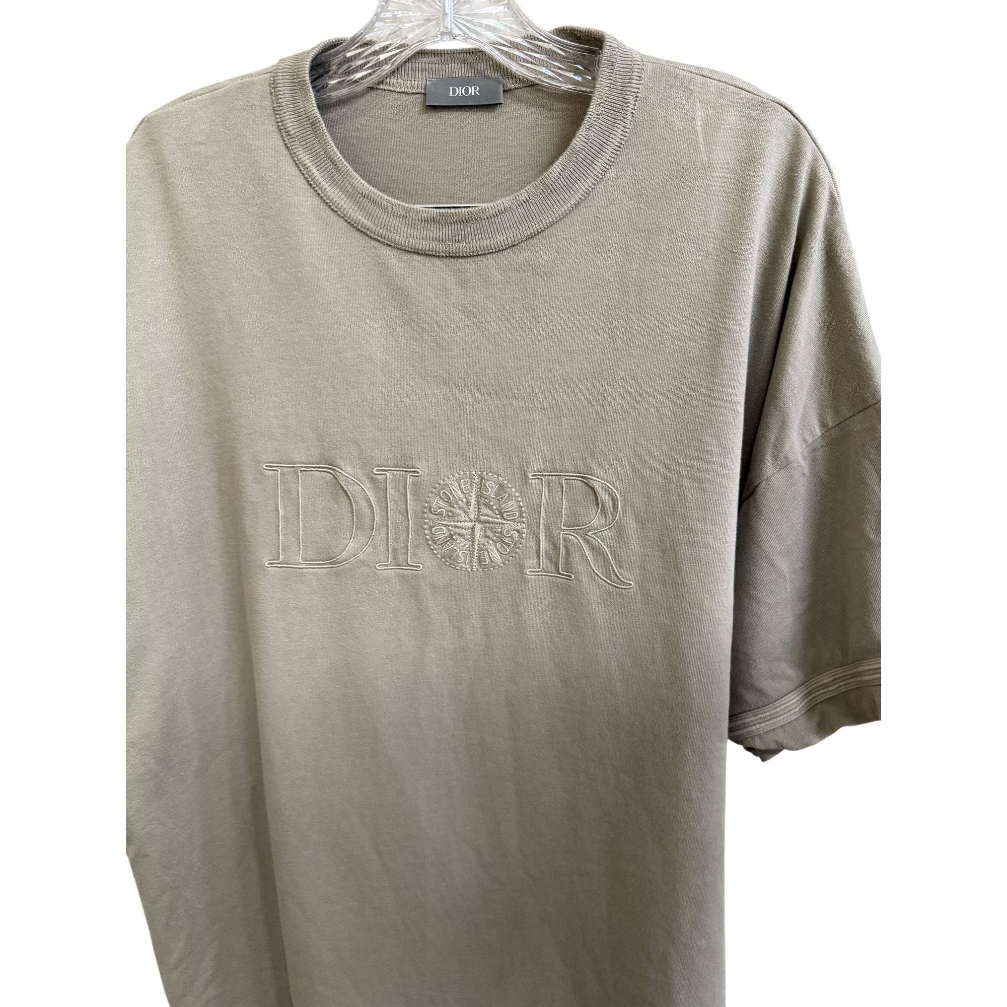 Dior Dior Beige Embroidered Logo Cotton Oversized T-Shirt L Made Size US L / EU 52-54 / 3 - 9 Thumbnail
