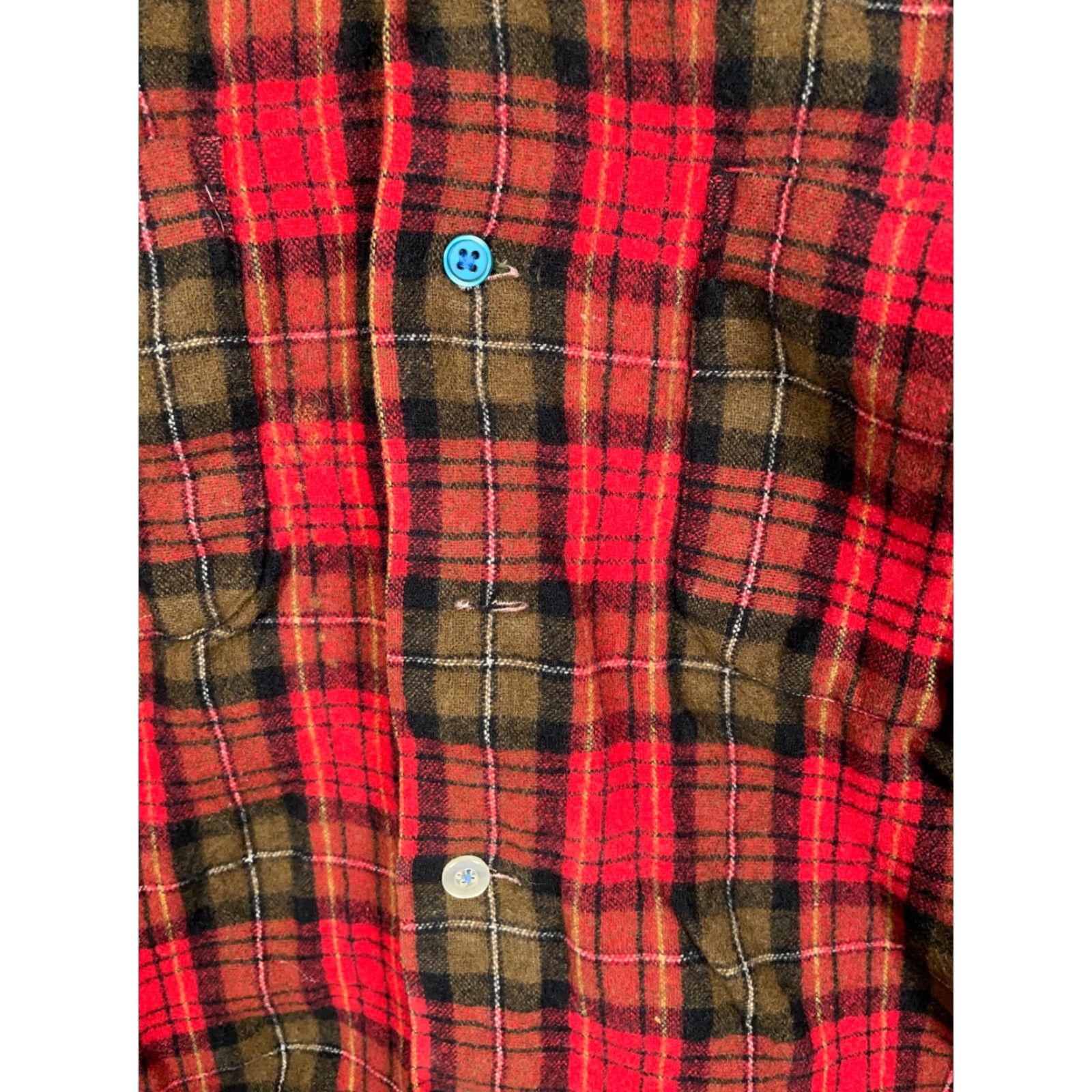Vintage VINTAGE Amcrest 60s Wool Flannel Shirt Adult Large Red Green Tartan Plaid Mens Size US L / EU 52-54 / 3 - 5 Thumbnail