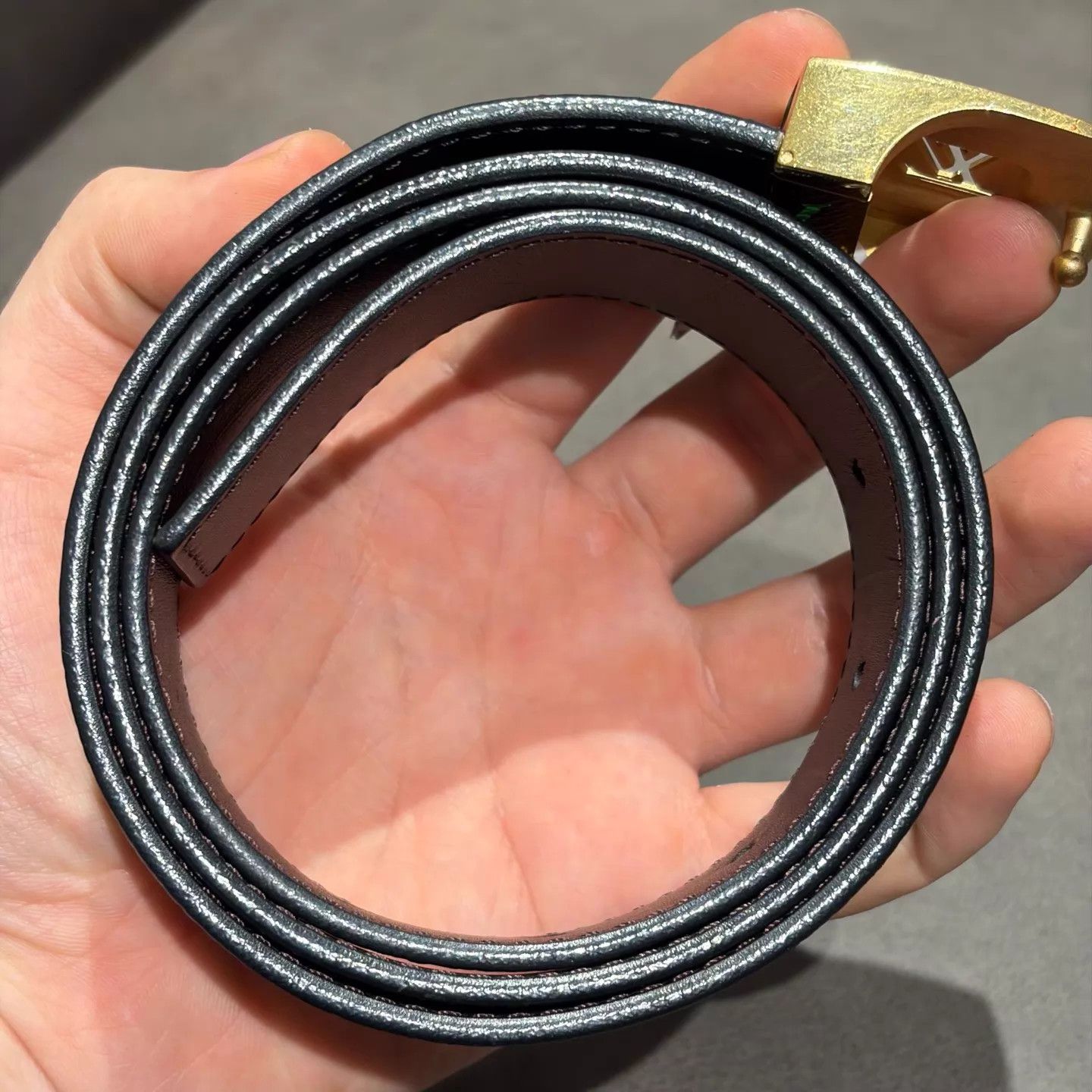 Louis Vuitton LV Black Tri-Color Monogram Allover Smooth Buckle Belt Size ONE SIZE - 6 Thumbnail