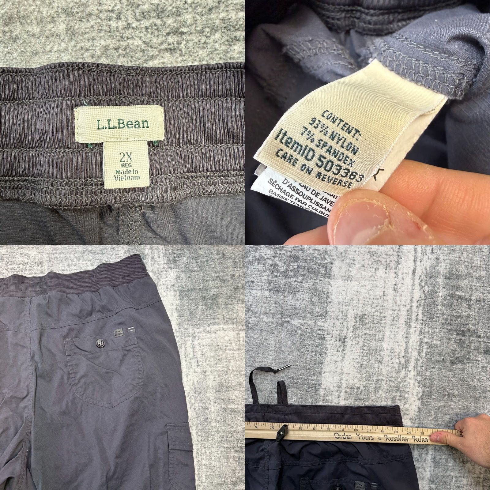 Vintage LL Bean Vista Camp Pants Women 2X Gray Nylon Stretch Cargo Jogger Travel Outdoor Size 40" / US 18 - 8 Thumbnail