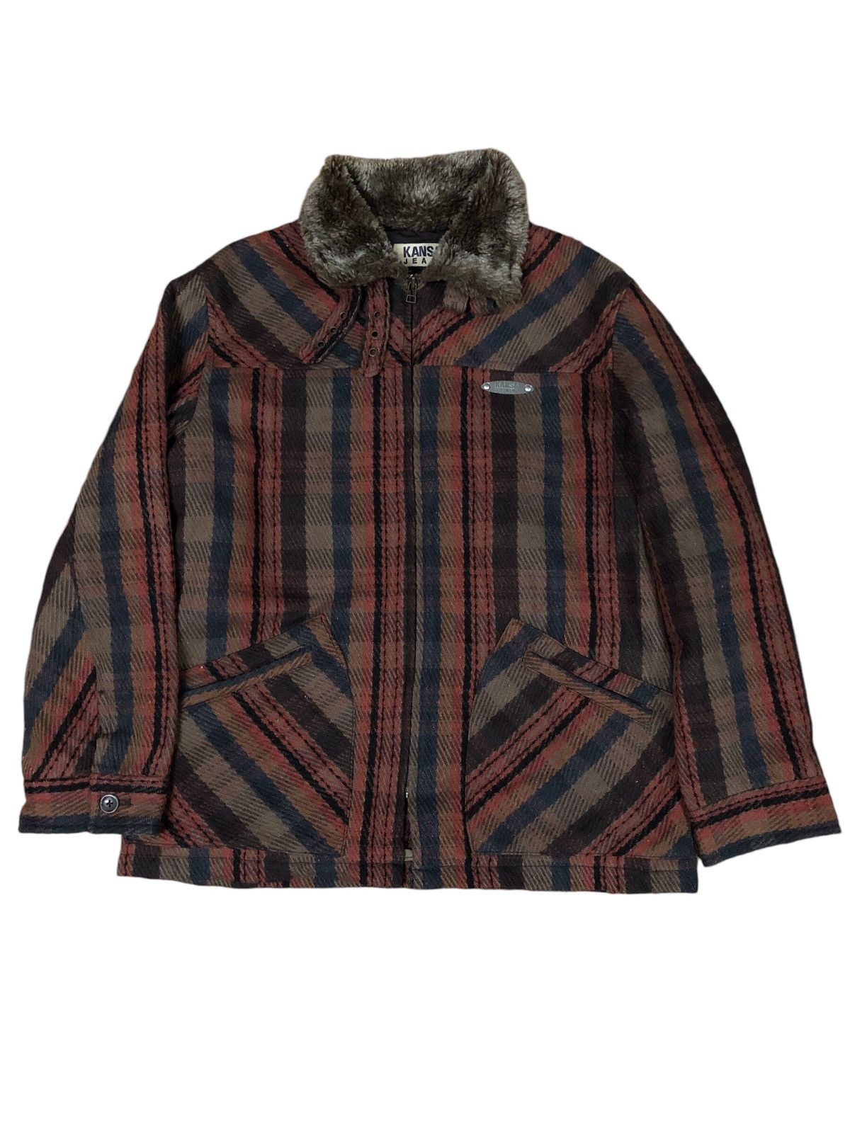 Kansai Yamamoto Kansai Jeans Stripe Wool Jacket Size US M / EU 48-50 / 2 - 1 Thumbnail