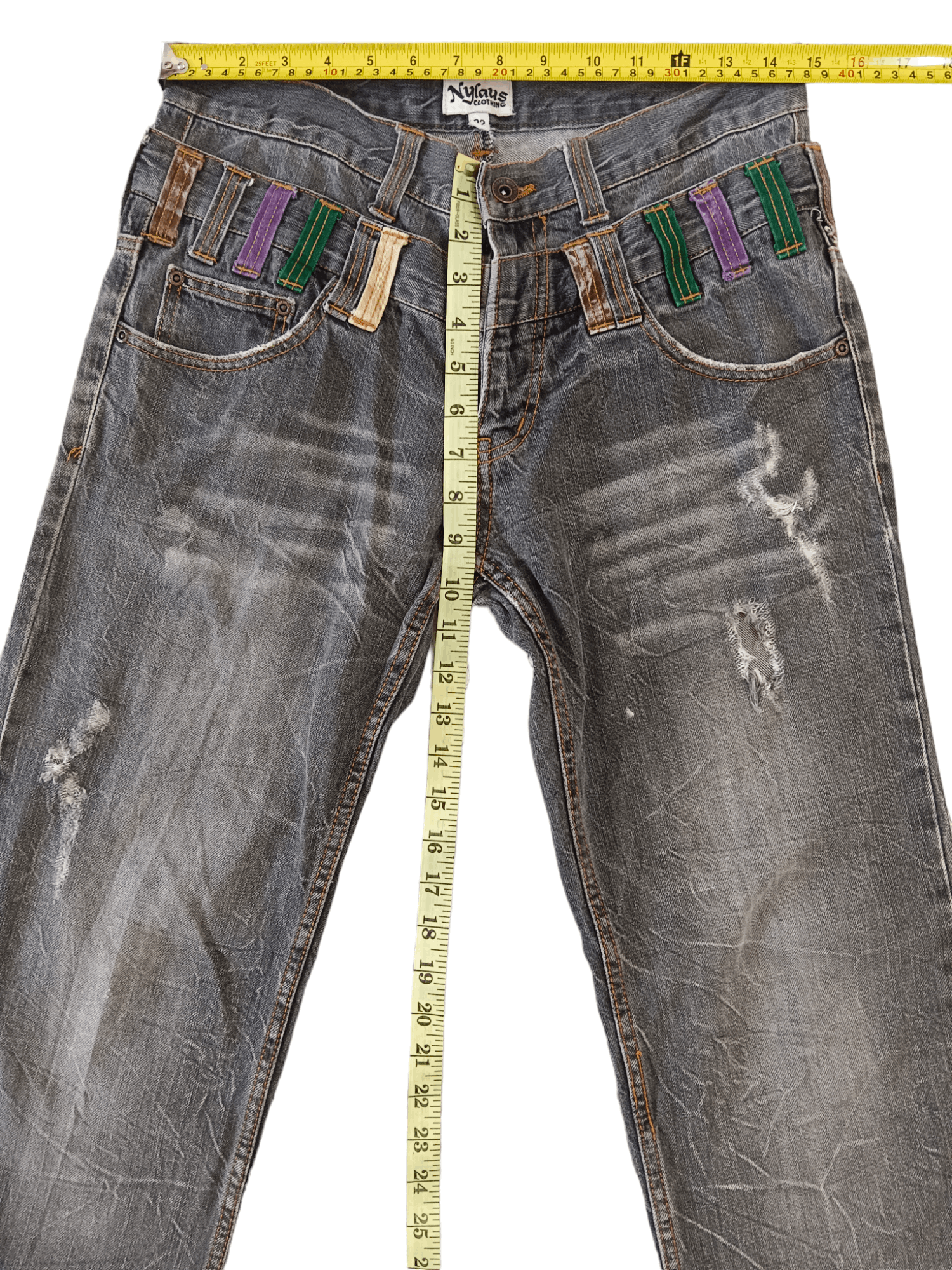 Japanese Brand Nylaus Seditionaries Distressed Double Waist Punk Jeans Size US 29 - 9 Thumbnail