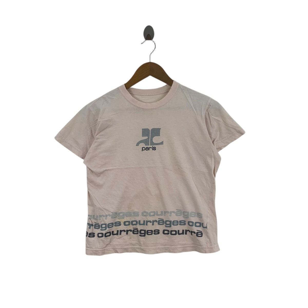 Courreges Vintage COURREGES PARIS Center Logo Pink Tee Shirt Top Size S / US 4 / IT 40 - 1 Thumbnail