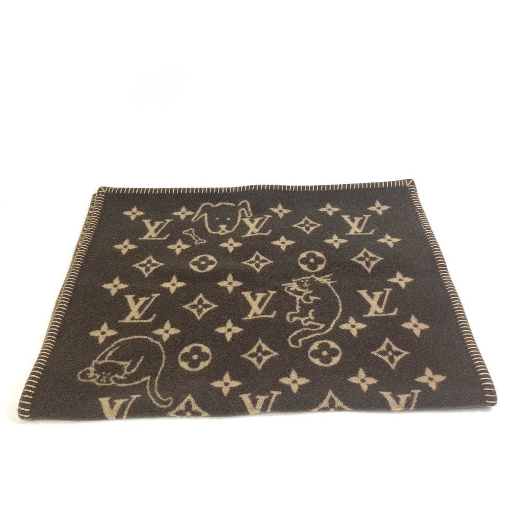 Louis Vuitton Louis Vuitton Mp2260 Blanket Interior Cuverture Small Catgram Cat Animal Wool Women Brown Size ONE SIZE - 1 Thumbnail