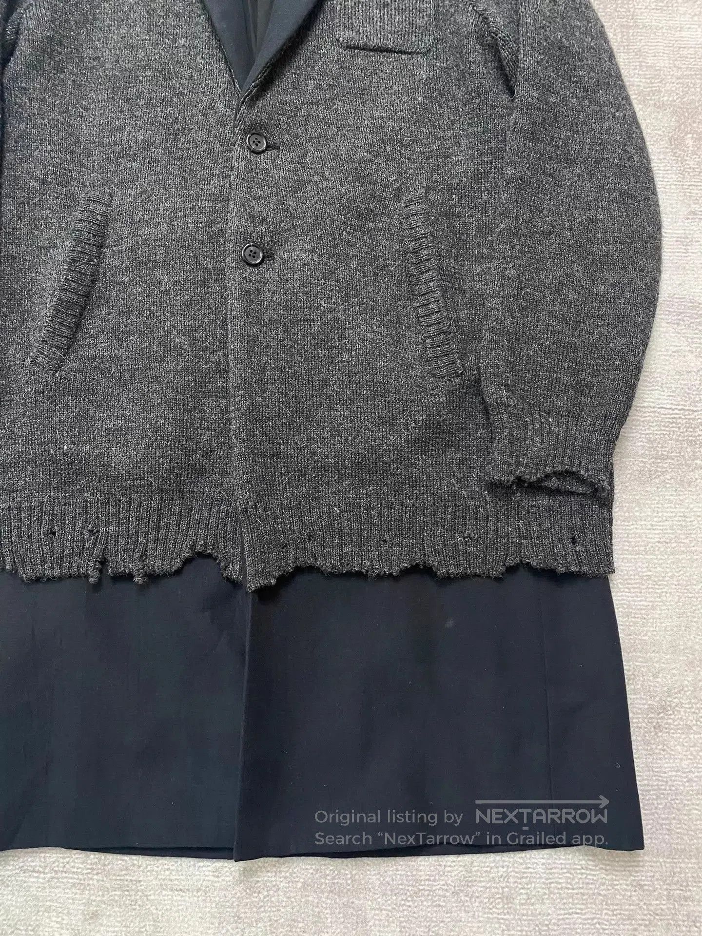Undercover Black Layered Long Coat with Knit Detail. Size US M / EU 48-50 / 2 - 4 Thumbnail