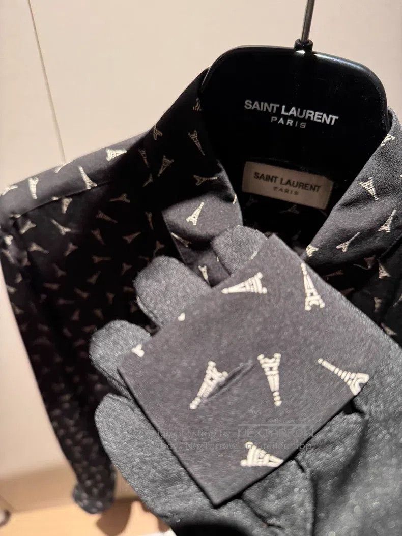 Saint Laurent Paris Saint Laurent Paris size 39 Silk Eiffel Tower Printed Shir Size US S / EU 44-46 / 1 - 2 Thumbnail