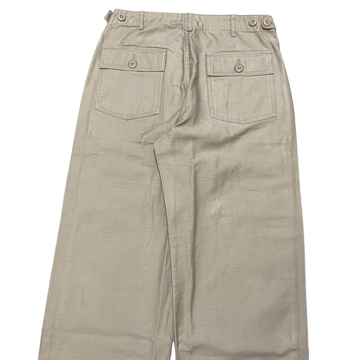 Japanese Brand Musinsa Standard Sateen Fatigue Pants - Beige / Khaki Size US 29 - 2 Thumbnail