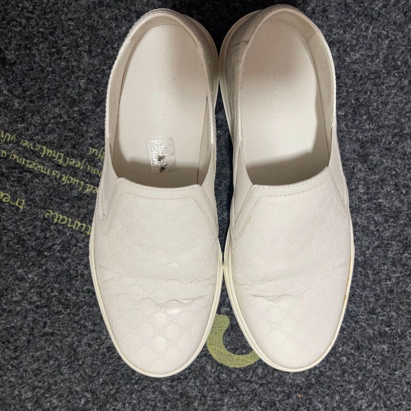 Gucci Gucci White Leather Fashion Slip-Ons -2508 Size US 5.5 / EU 38 - 2 Thumbnail