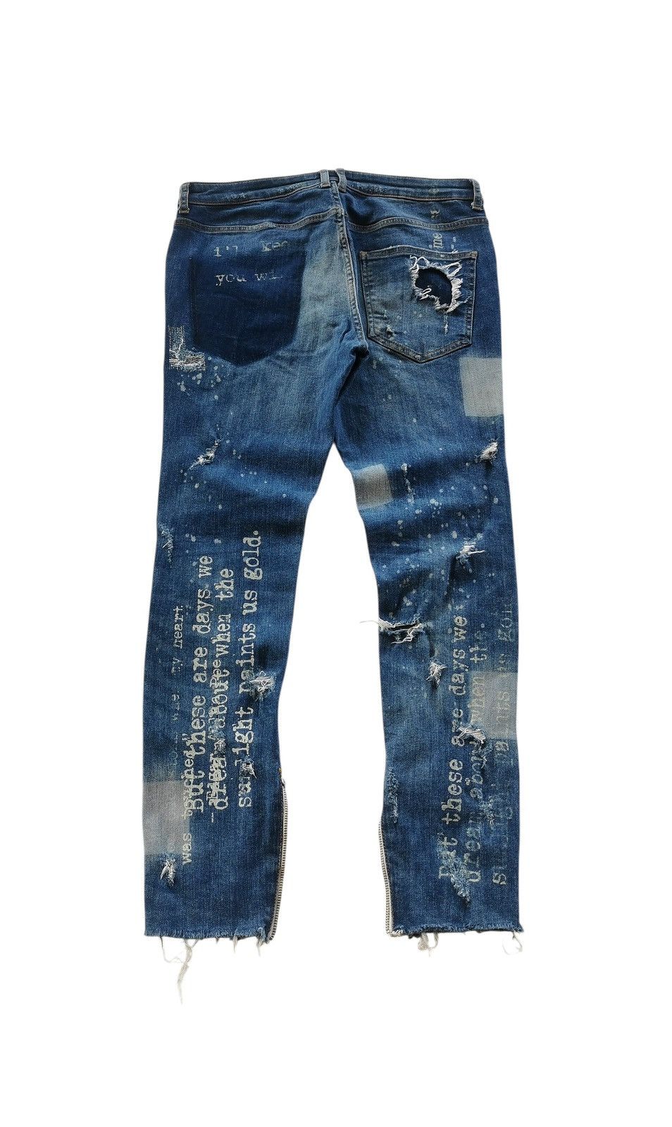 Zara Grunge Zara Distressed Zippered Ankle Slim Jeans, 32x28.5 Size US 32 / EU 48 - 8 Thumbnail
