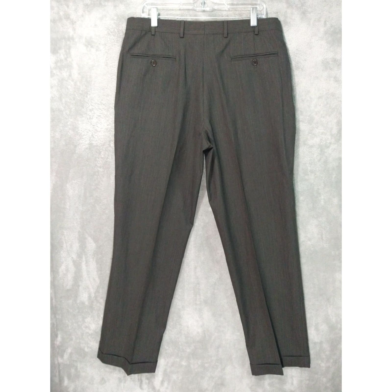 Brooks Brothers Brooks Brothers Dress Pants 36x32 Brown Wool Pleated Tapered Cuffed Mens Size US 36 / EU 52 - 2 Thumbnail