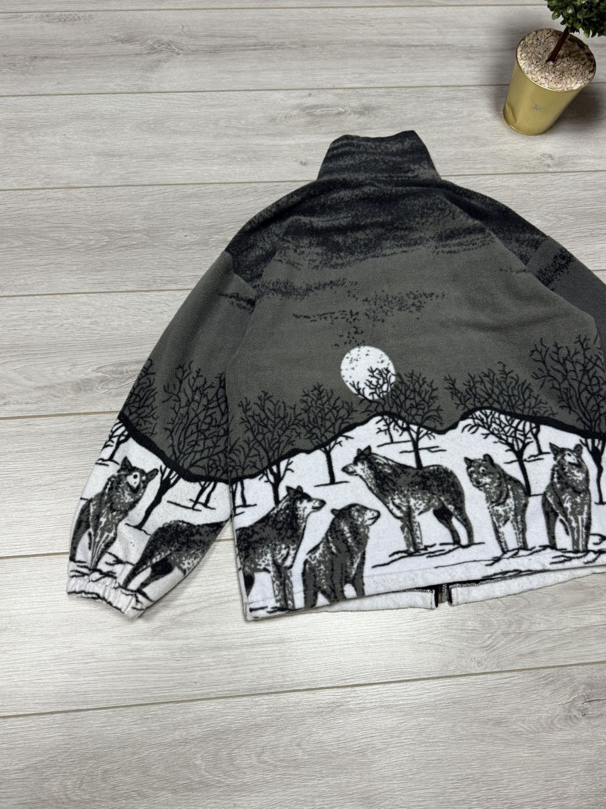 Vintage Wolves UK fleece all over print jacket forest zip outdoor Size US M / EU 48-50 / 2 - 10 Thumbnail