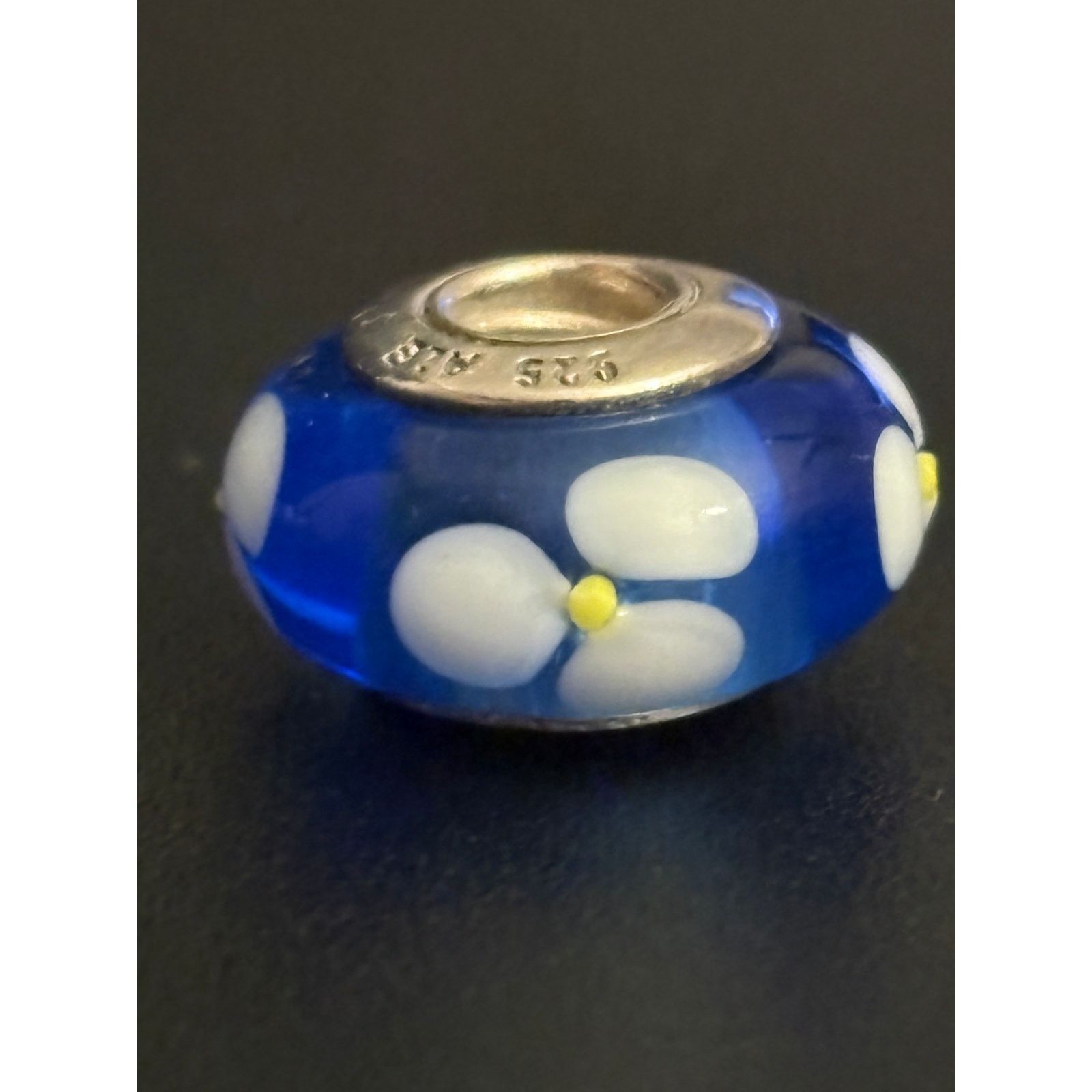 pandora Pandora Blue Murano Glass Flower Charm 925 ALE Size ONE SIZE - 1 Thumbnail