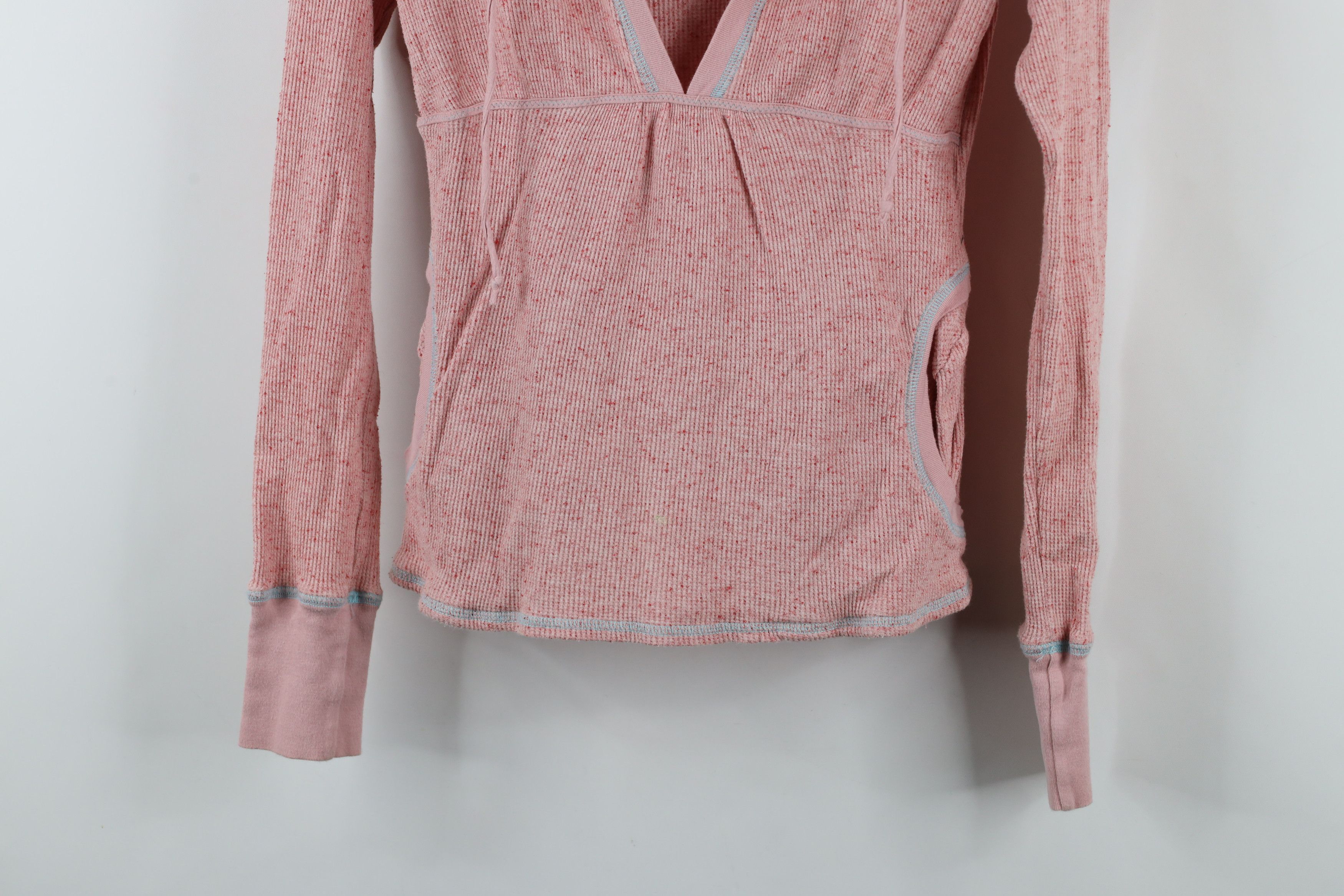Free People × Vintage Free People Bella Thermal Waffle Knit Hoodie Pink Fleck Size M / US 6-8 / IT 42-44 - 3 Thumbnail