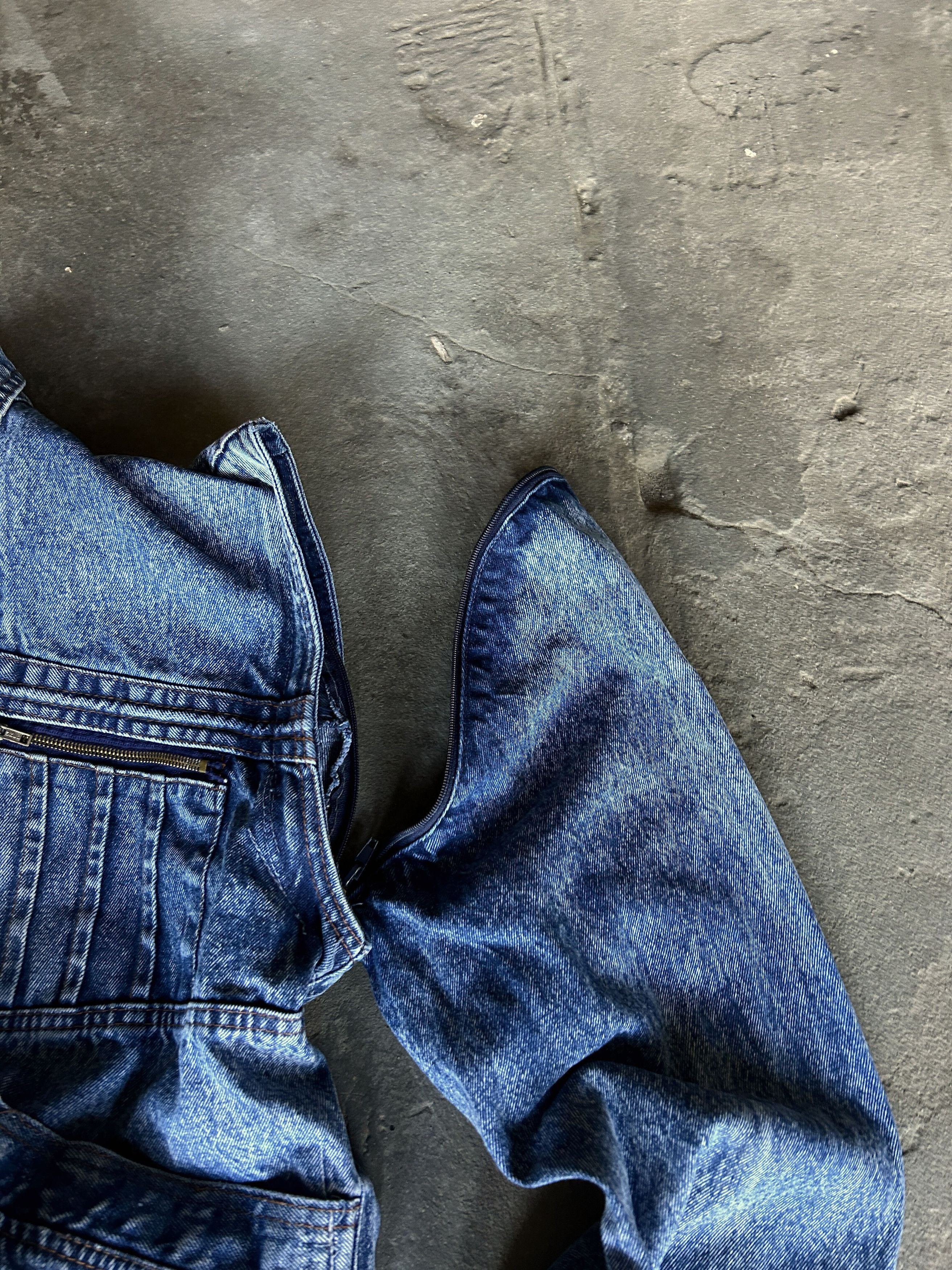 Vintage Vintage Acid Wash Denim Jacket Cropped Biker Moto Y2K Blue Size US L / EU 52-54 / 3 - 8 Thumbnail