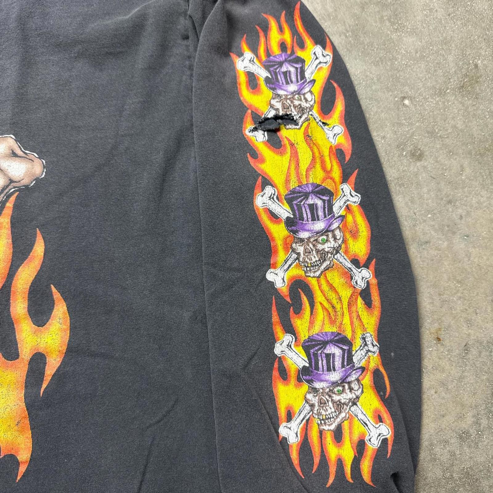 Other Six Flags Vodoo Skull Faded Flame Long Sleeves 90s T-Shirt Size L / US 10 / IT 46 - 5 Thumbnail