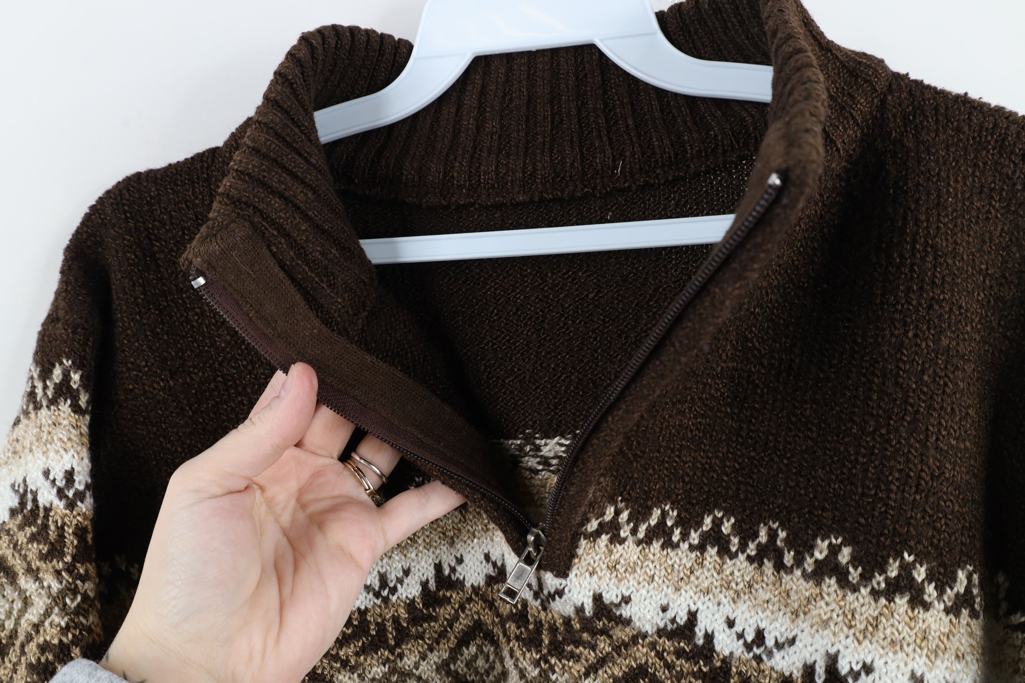 Vintage Vintage 90s Streetwear Blend Fair Isle Knit Half Zip Sweater Size L / US 10 / IT 46 - 6 Thumbnail