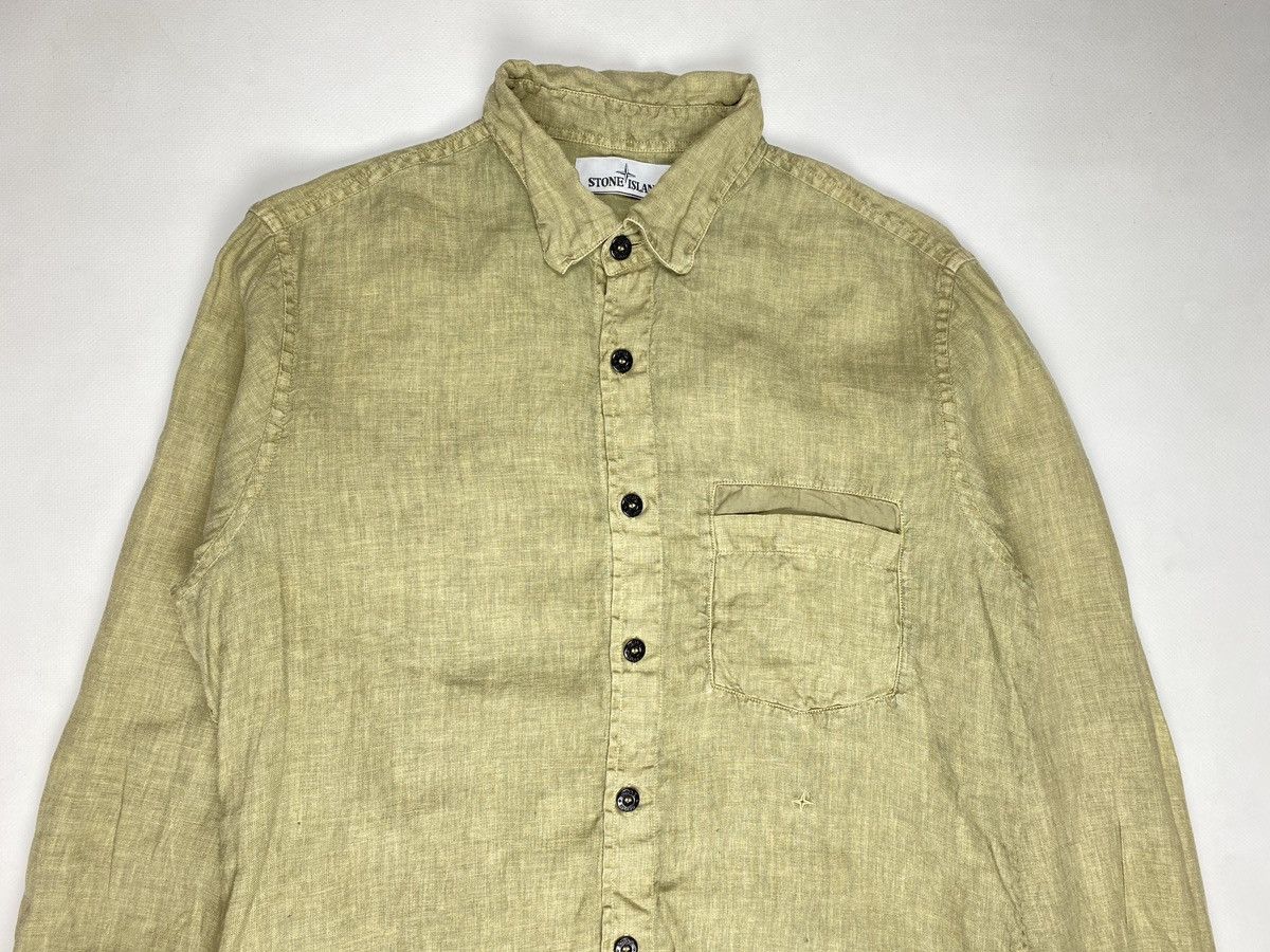 Stone Island Stone Island Linen Button Up Shirt Embroidered Logo Size US M / EU 48-50 / 2 - 3 Thumbnail