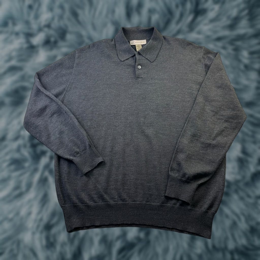 Vintage RR Casuals Polo Shirt Mens XL Gray Wool Knit Polo Shirt Casual Activewear Golf 90s? Size US XL / EU 56 / 4 - 1 Thumbnail